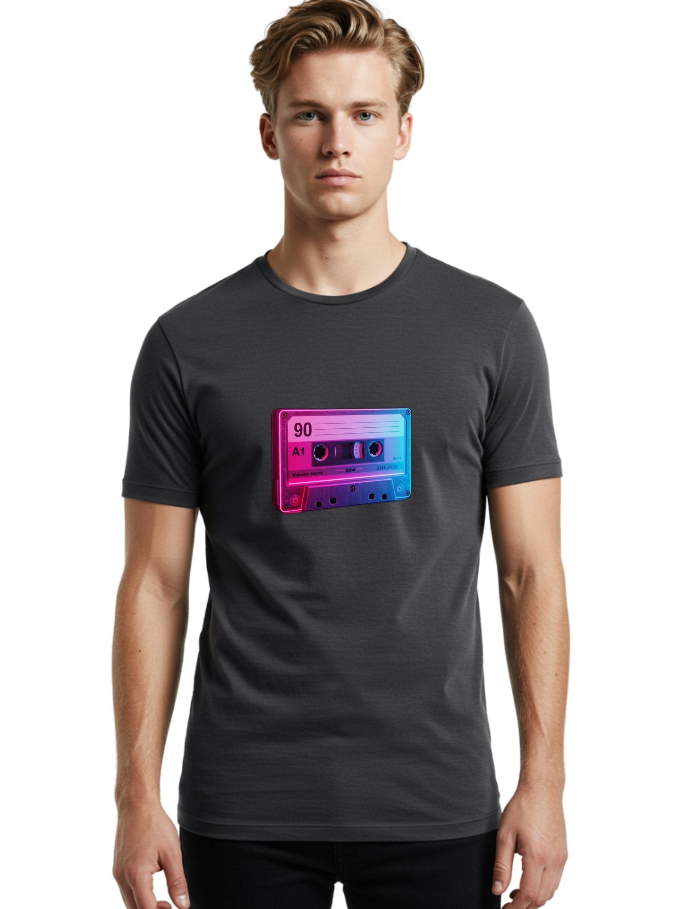90-A1-Cassette-Tape Men'S Graphic Tee, 100% Cotton, Comfortable Casual Summer Wear, Machine Washable, Retro Cassette Tape, Vintage Music, Nostalgic Technology, 90S Music, A1 Mix Tape, Retro Aesthetics, Vinyl Revival, Music Nostalgia, Baa120 20