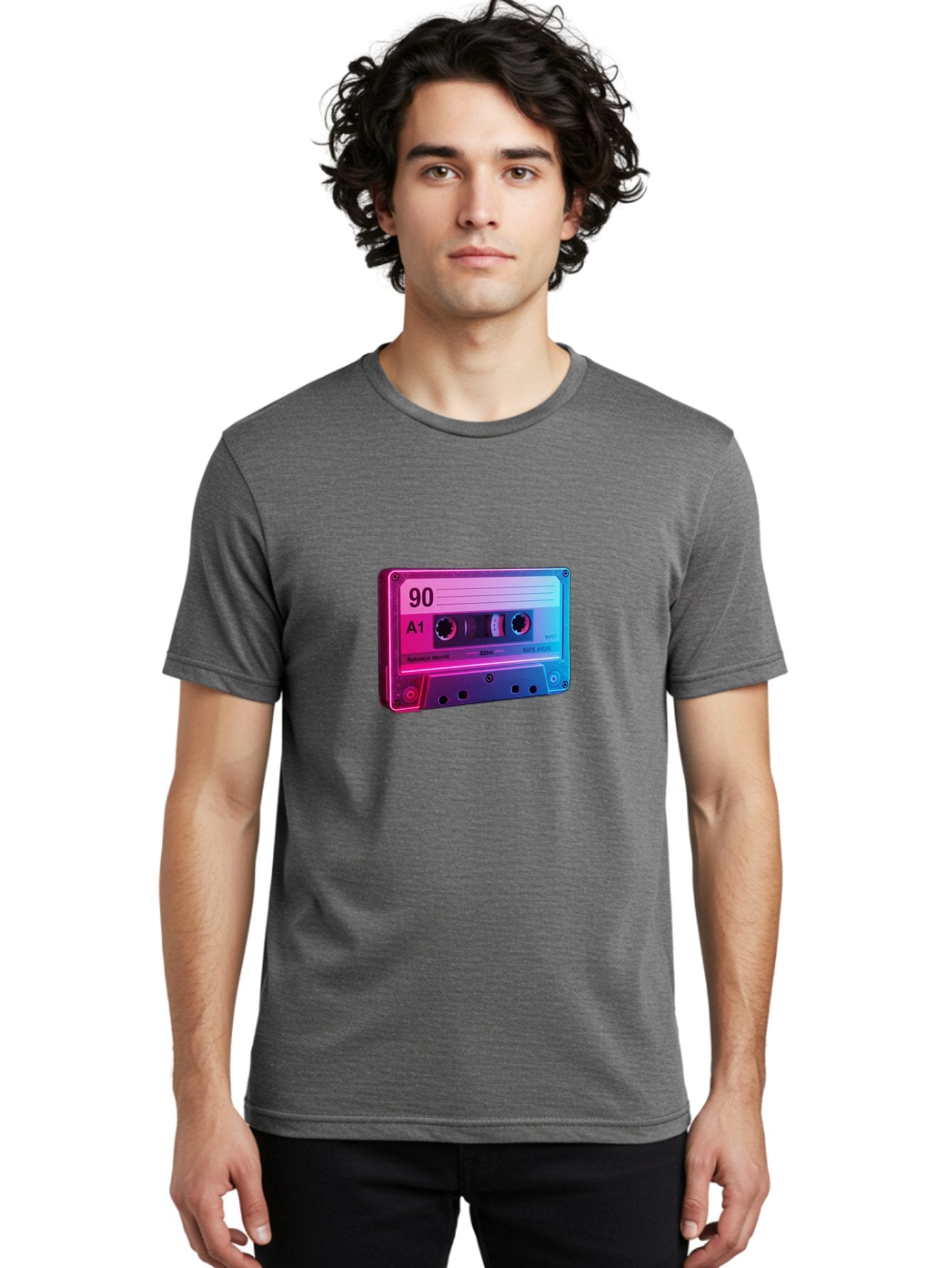 90-A1-Cassette-Tape Men'S Graphic Tee, 100% Cotton, Comfortable Casual Summer Wear, Machine Washable, Retro Cassette Tape, Vintage Music, Nostalgic Technology, 90S Music, A1 Mix Tape, Retro Aesthetics, Vinyl Revival, Music Nostalgia, Baa120 19