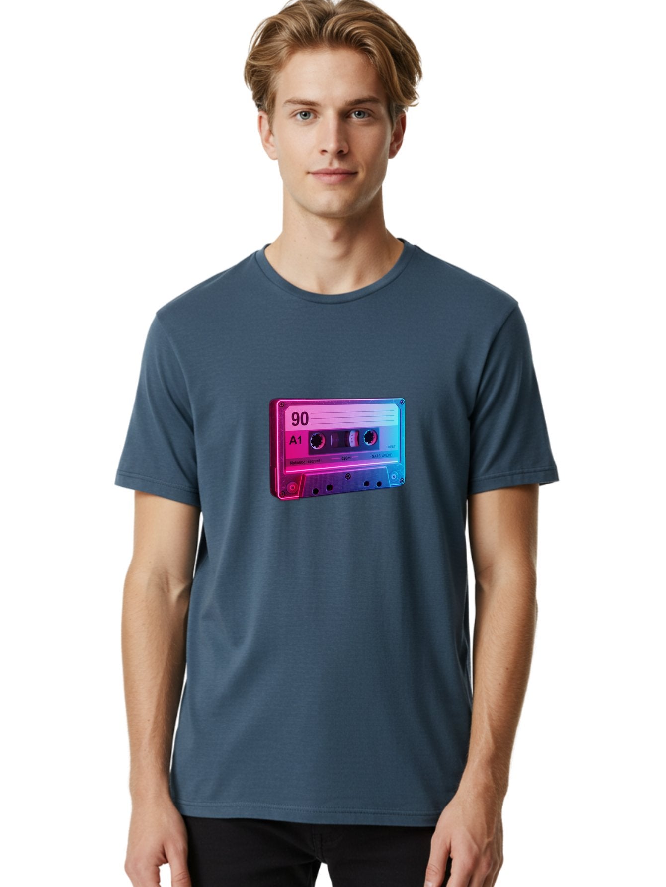 90-A1-Cassette-Tape Men'S Graphic Tee, 100% Cotton, Comfortable Casual Summer Wear, Machine Washable, Retro Cassette Tape, Vintage Music, Nostalgic Technology, 90S Music, A1 Mix Tape, Retro Aesthetics, Vinyl Revival, Music Nostalgia, Baa120 26
