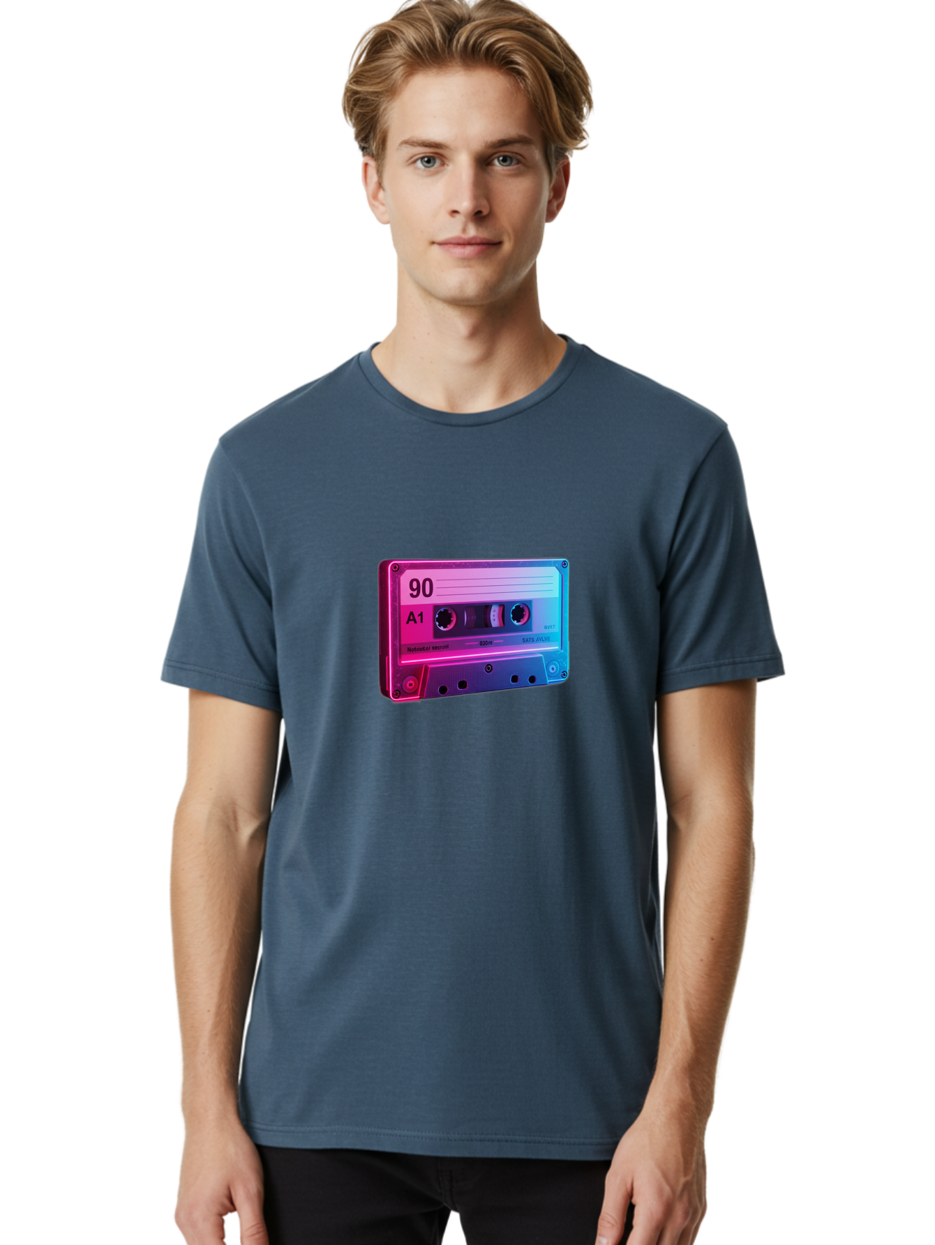 90-A1-Cassette-Tape Men'S Graphic Tee, 100% Cotton, Comfortable Casual Summer Wear, Machine Washable, Retro Cassette Tape, Vintage Music, Nostalgic Technology, 90S Music, A1 Mix Tape, Retro Aesthetics, Vinyl Revival, Music Nostalgia, Baa120 10