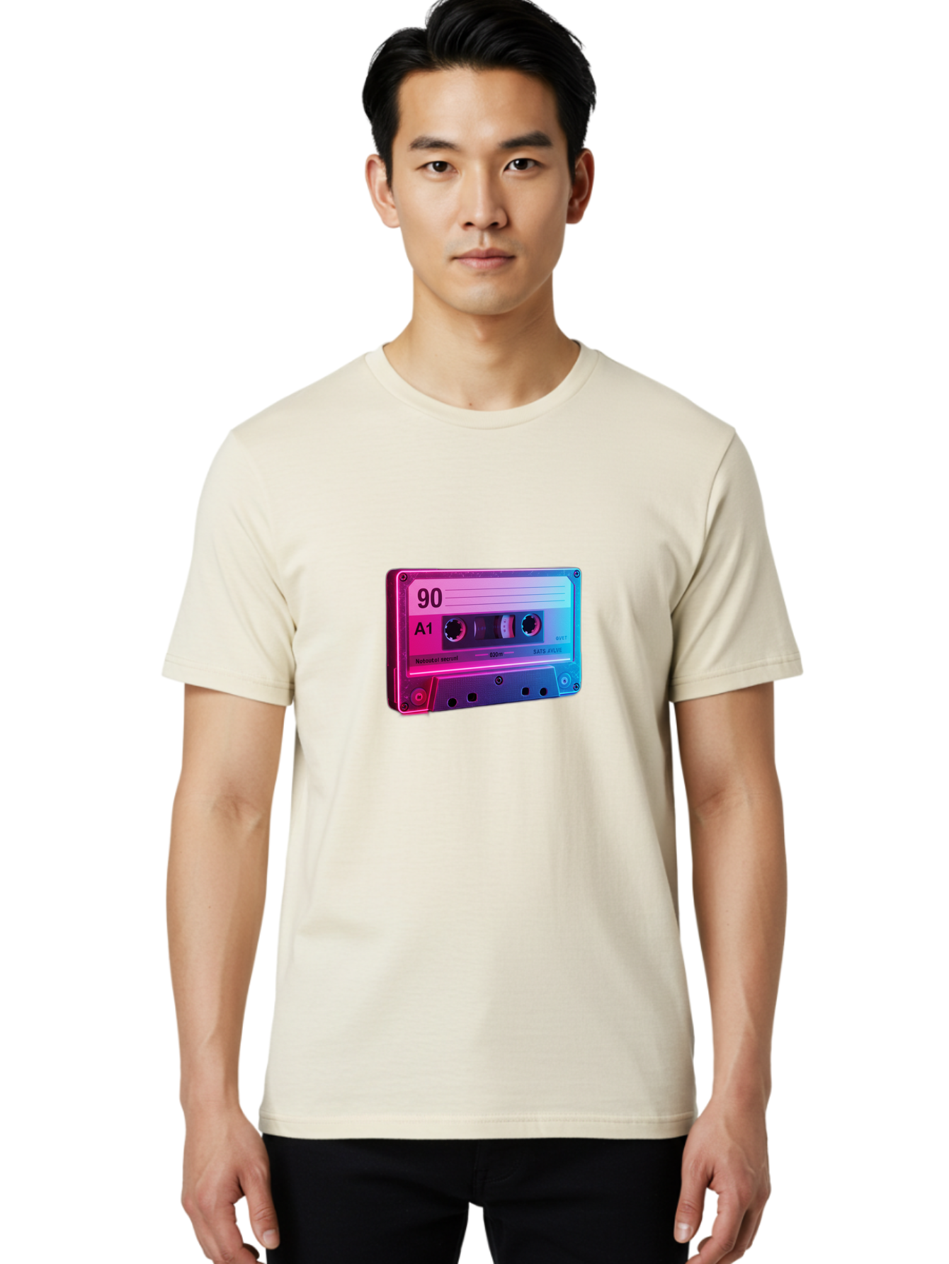 90-A1-Cassette-Tape Men'S Graphic Tee, 100% Cotton, Comfortable Casual Summer Wear, Machine Washable, Retro Cassette Tape, Vintage Music, Nostalgic Technology, 90S Music, A1 Mix Tape, Retro Aesthetics, Vinyl Revival, Music Nostalgia, Baa120 4