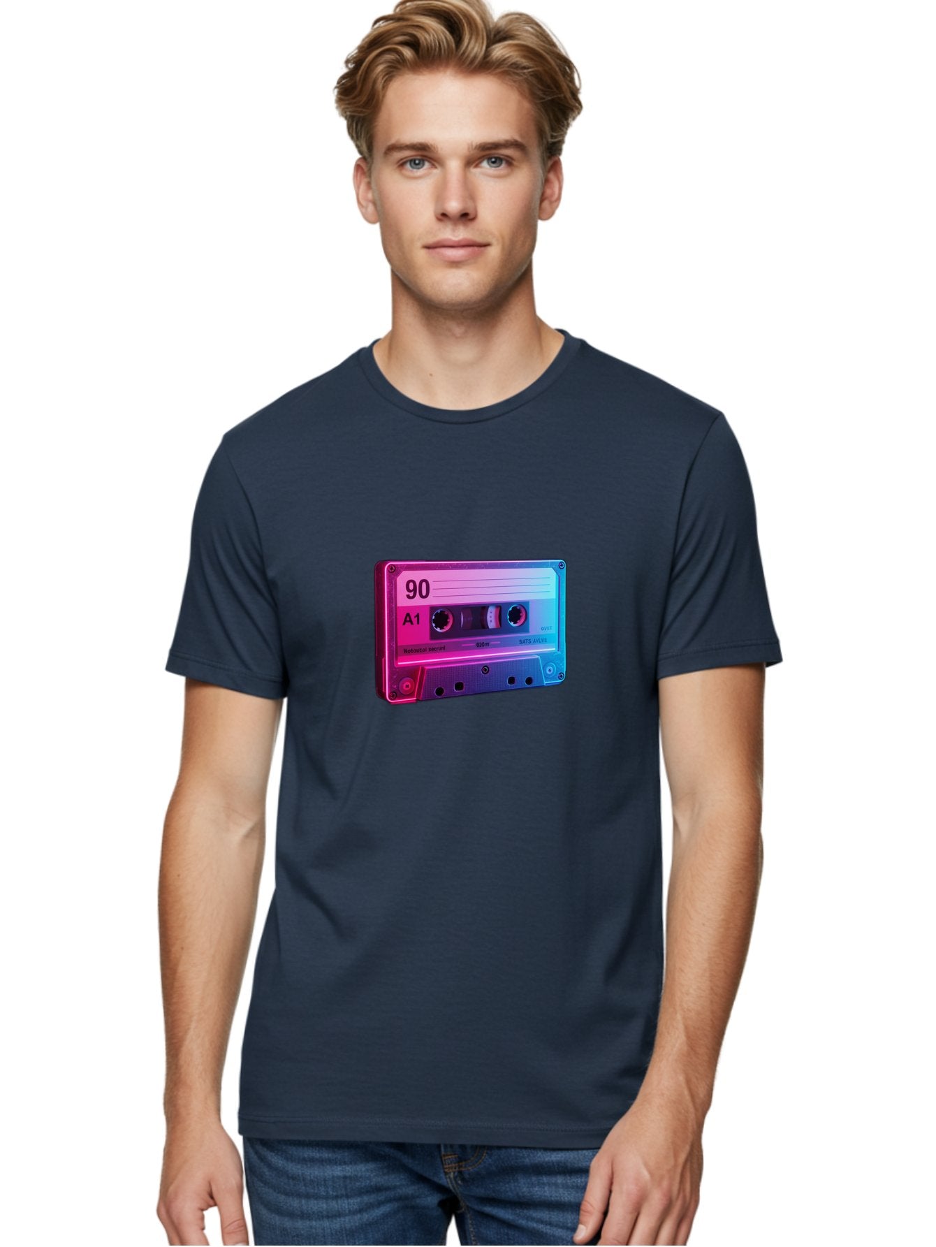 90-A1-Cassette-Tape Men'S Graphic Tee, 100% Cotton, Comfortable Casual Summer Wear, Machine Washable, Retro Cassette Tape, Vintage Music, Nostalgic Technology, 90S Music, A1 Mix Tape, Retro Aesthetics, Vinyl Revival, Music Nostalgia, Baa120 28