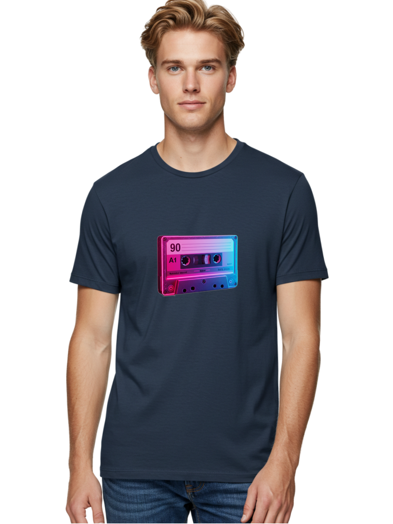 90-A1-Cassette-Tape Men'S Graphic Tee, 100% Cotton, Comfortable Casual Summer Wear, Machine Washable, Retro Cassette Tape, Vintage Music, Nostalgic Technology, 90S Music, A1 Mix Tape, Retro Aesthetics, Vinyl Revival, Music Nostalgia, Baa120 6