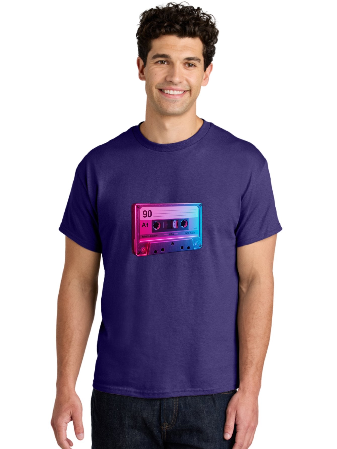90-A1-Cassette-Tape Men'S Graphic Tee, 100% Cotton, Comfortable Casual Summer Wear, Machine Washable, Retro Cassette Tape, Vintage Music, Nostalgic Technology, 90S Music, A1 Mix Tape, Retro Aesthetics, Vinyl Revival, Music Nostalgia, Baa120 27