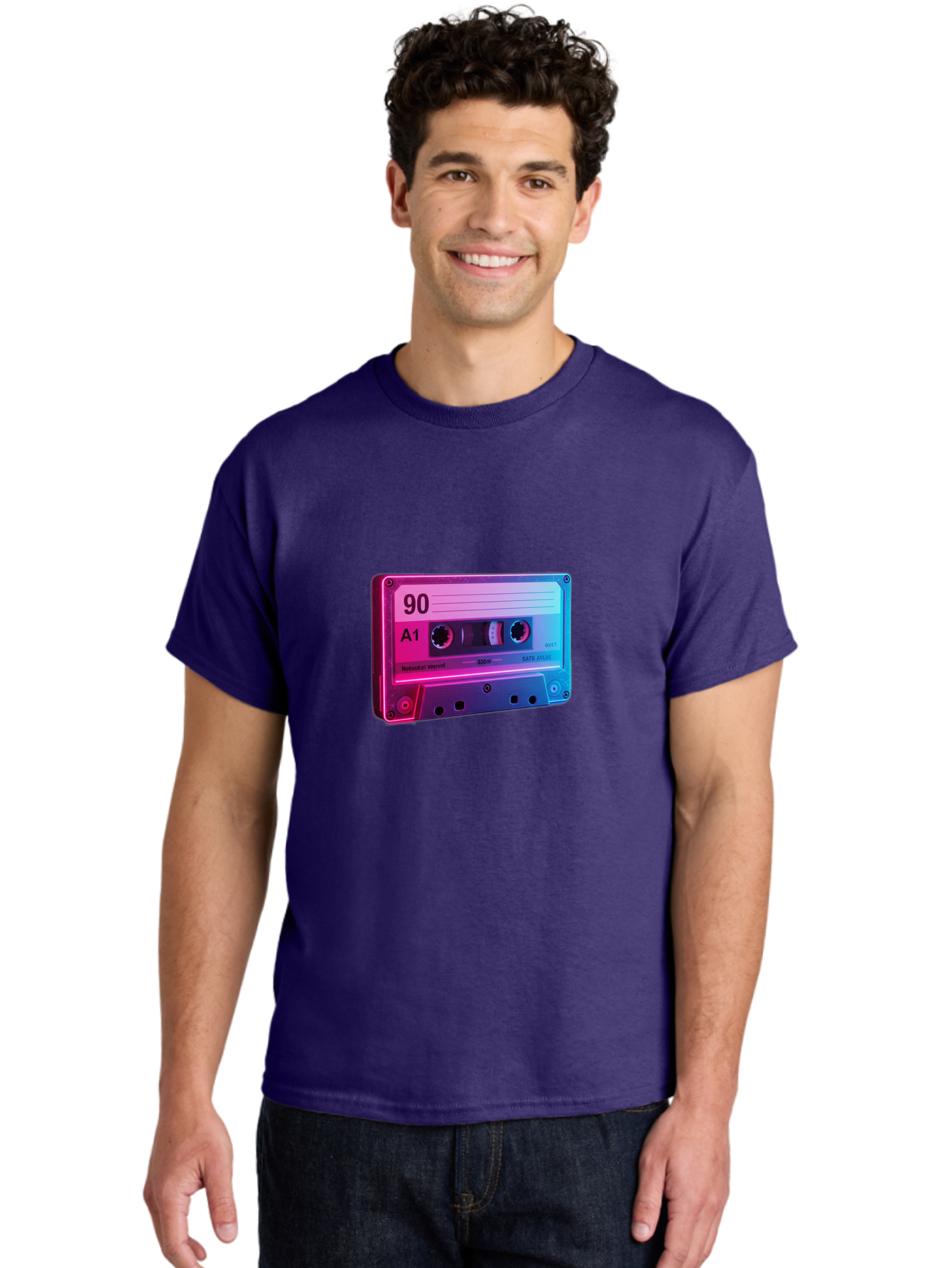90-A1-Cassette-Tape Men'S Graphic Tee, 100% Cotton, Comfortable Casual Summer Wear, Machine Washable, Retro Cassette Tape, Vintage Music, Nostalgic Technology, 90S Music, A1 Mix Tape, Retro Aesthetics, Vinyl Revival, Music Nostalgia, Baa120 8