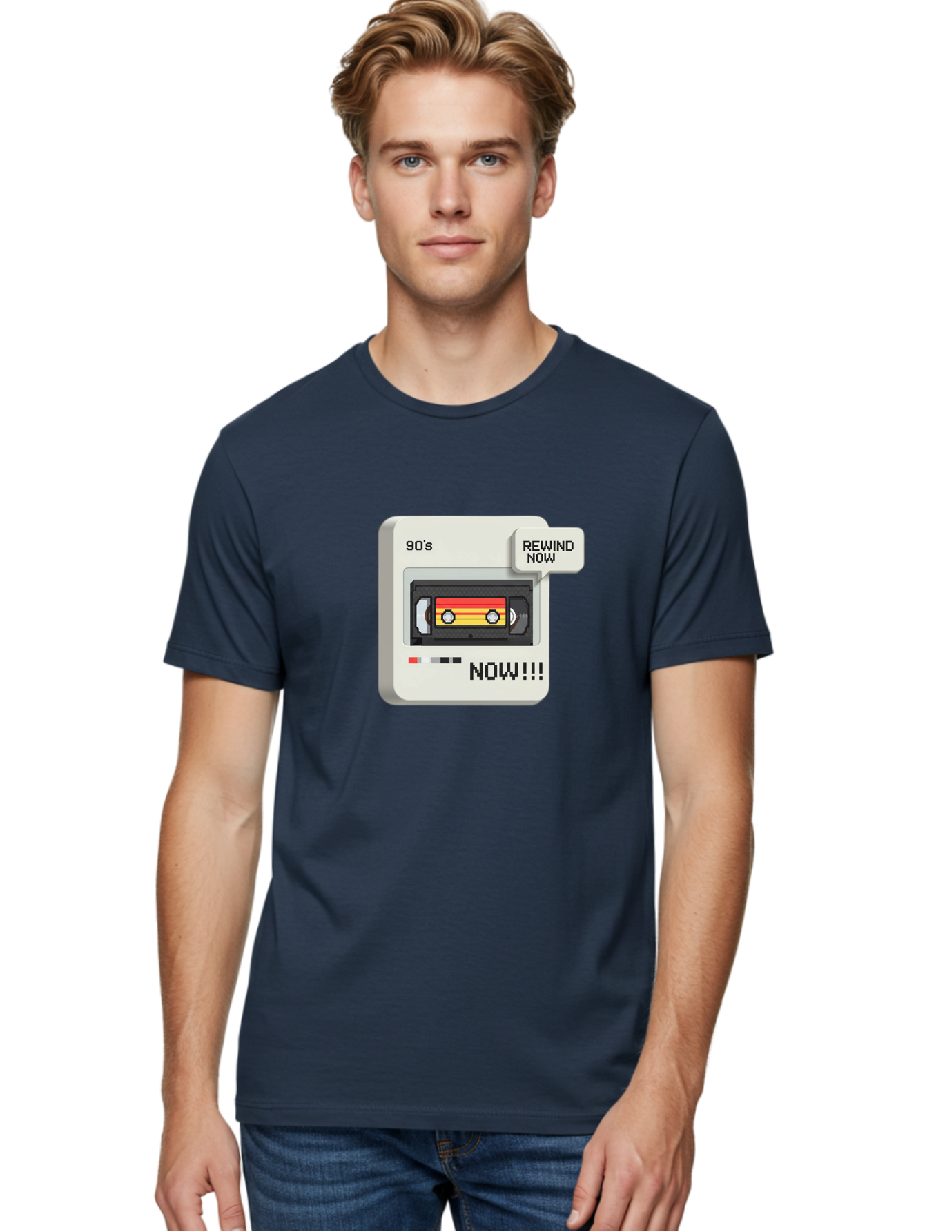 90-S-Rewind Men'S Graphic Tee, 100% Cotton, Comfortable Casual Summer Wear, Machine Washable, Retro Cassette Tape, 90'S Nostalgia, Rewind Now, Vintage Music, Nostalgic Vibes, Retro Technology, Old School Audio, Cassette Player Baa121 8