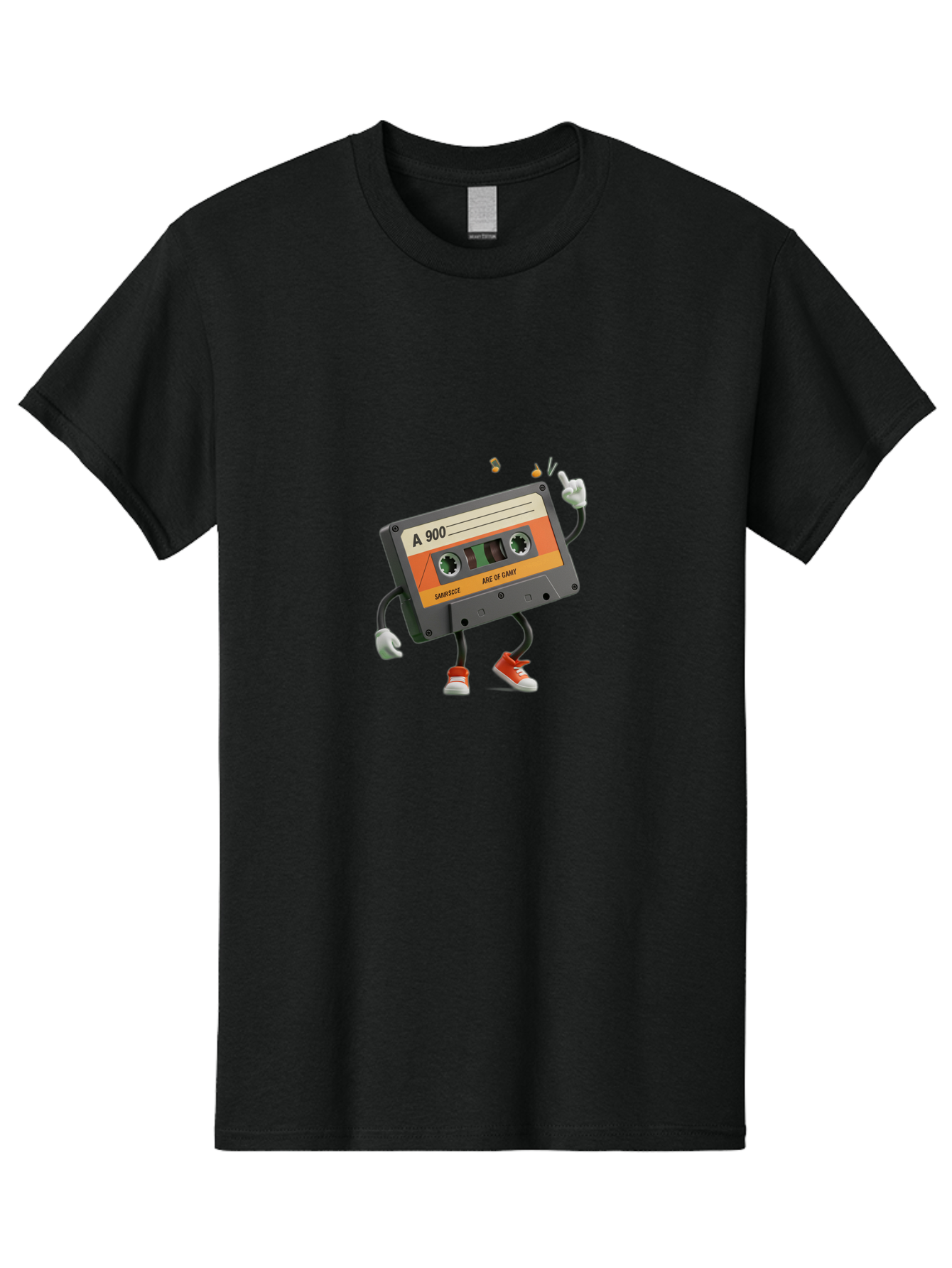 A-900 Men'S Graphic Tee, 100% Cotton, Comfortable Casual Summer Wear, Machine Washable, Retro Cassette Mixtape, A 900, Vintage Music, Age Of Saint, Nostalgic Vibes, Funky Character, Orange And Grey, Red Shoes, Thumbs Up, Baa122 3