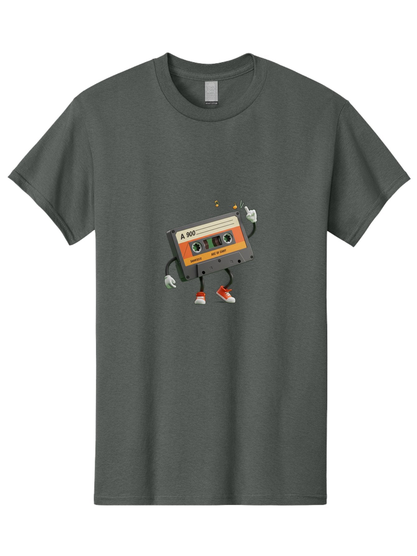 A-900 Men'S Graphic Tee, 100% Cotton, Comfortable Casual Summer Wear, Machine Washable, Retro Cassette Mixtape, A 900, Vintage Music, Age Of Saint, Nostalgic Vibes, Funky Character, Orange And Grey, Red Shoes, Thumbs Up, Baa122 10