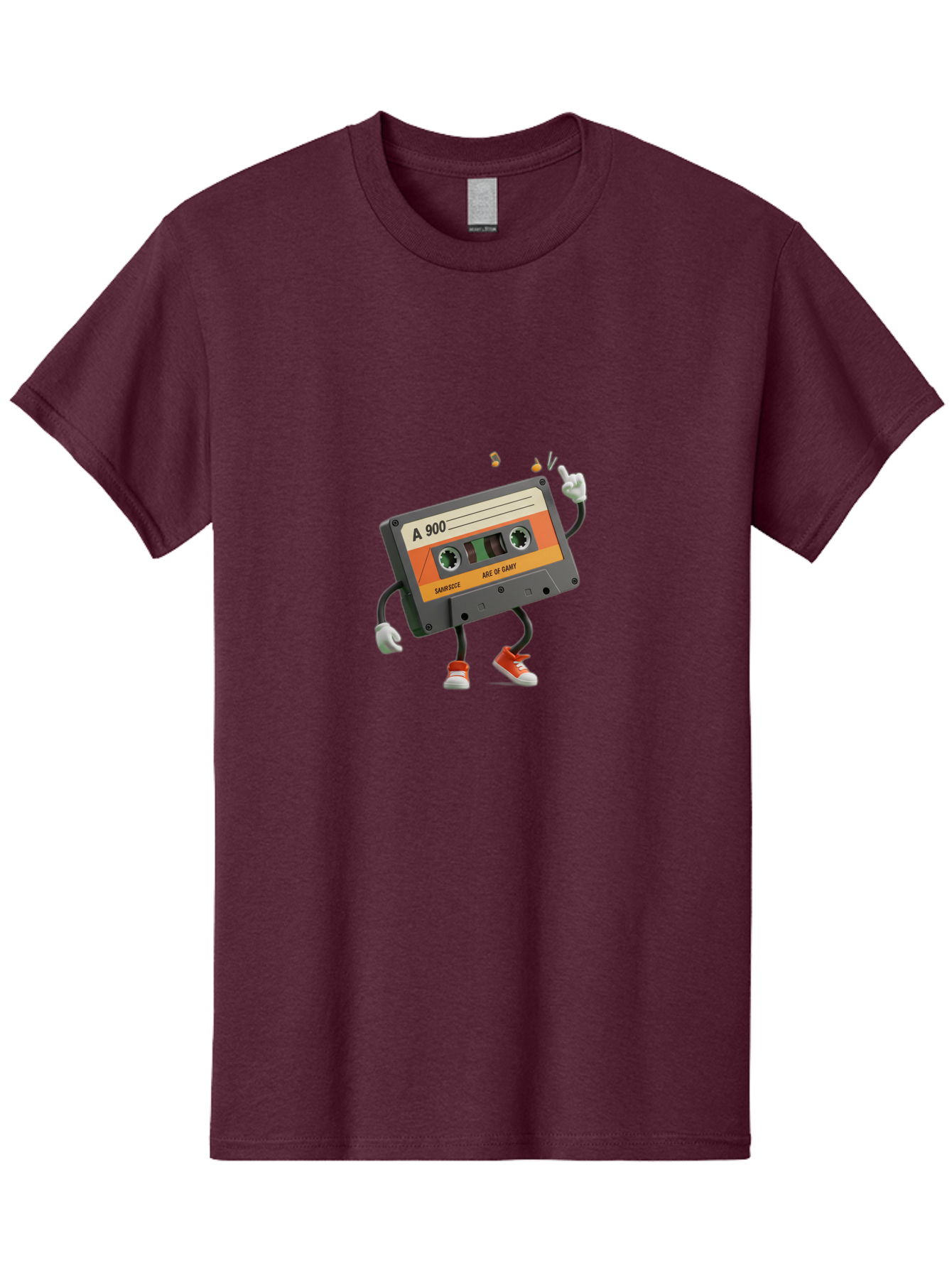 A-900 Men'S Graphic Tee, 100% Cotton, Comfortable Casual Summer Wear, Machine Washable, Retro Cassette Mixtape, A 900, Vintage Music, Age Of Saint, Nostalgic Vibes, Funky Character, Orange And Grey, Red Shoes, Thumbs Up, Baa122 7