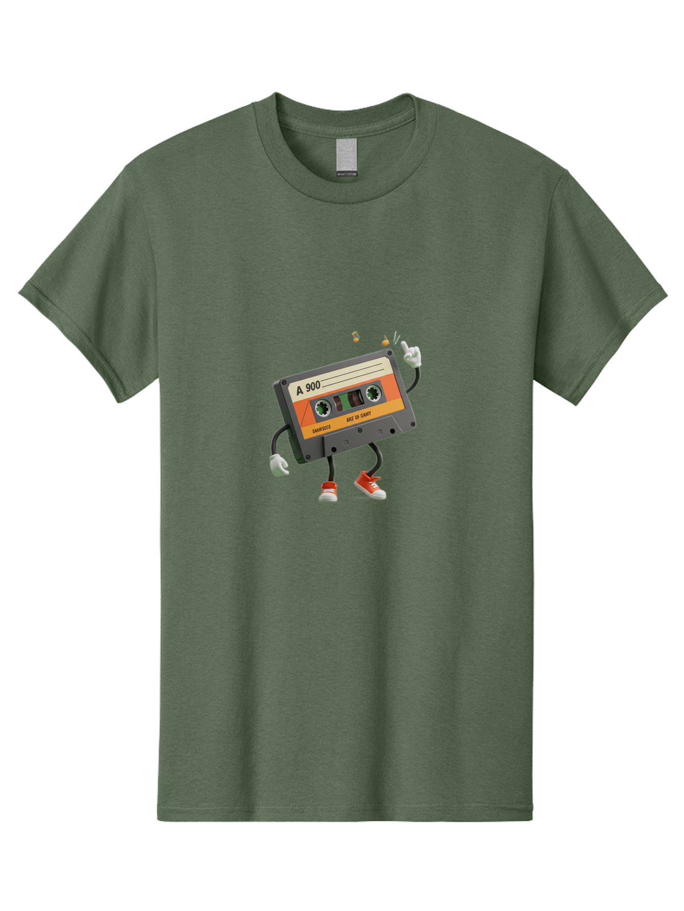 A-900 Men'S Graphic Tee, 100% Cotton, Comfortable Casual Summer Wear, Machine Washable, Retro Cassette Mixtape, A 900, Vintage Music, Age Of Saint, Nostalgic Vibes, Funky Character, Orange And Grey, Red Shoes, Thumbs Up, Baa122 5