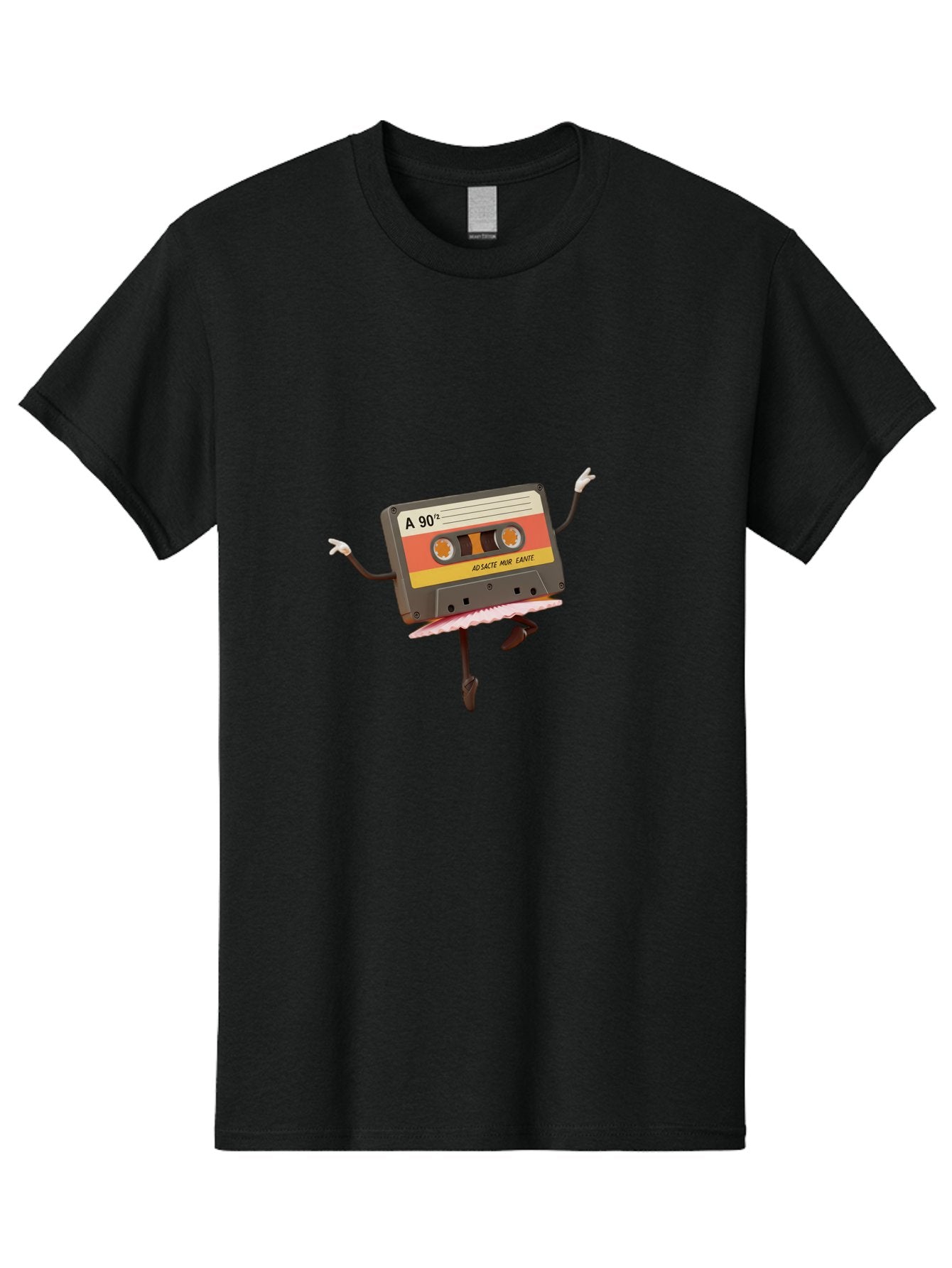 A-90Deg Men'S Graphic Tee, 100% Cotton, Comfortable Casual Summer Wear, Machine Washable, Retro Cassette Tape, Mixtape Artwork, Cassette With Arms And Legs, 90S Music Nostalgia, Mixtape Culture, Vintage Audio, Music Memorabilia, Baa123 10
