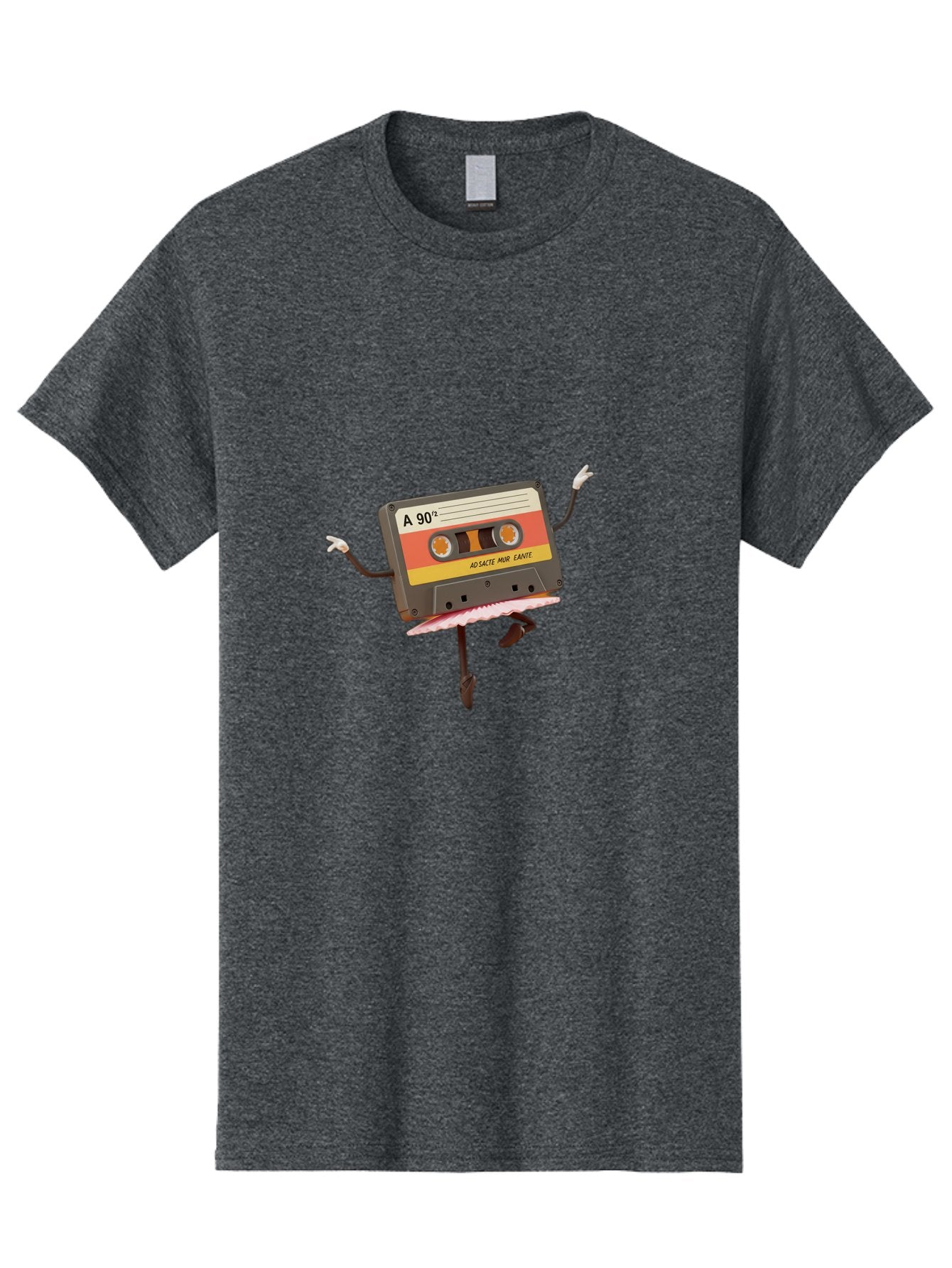 A-90Deg Men'S Graphic Tee, 100% Cotton, Comfortable Casual Summer Wear, Machine Washable, Retro Cassette Tape, Mixtape Artwork, Cassette With Arms And Legs, 90S Music Nostalgia, Mixtape Culture, Vintage Audio, Music Memorabilia, Baa123 4