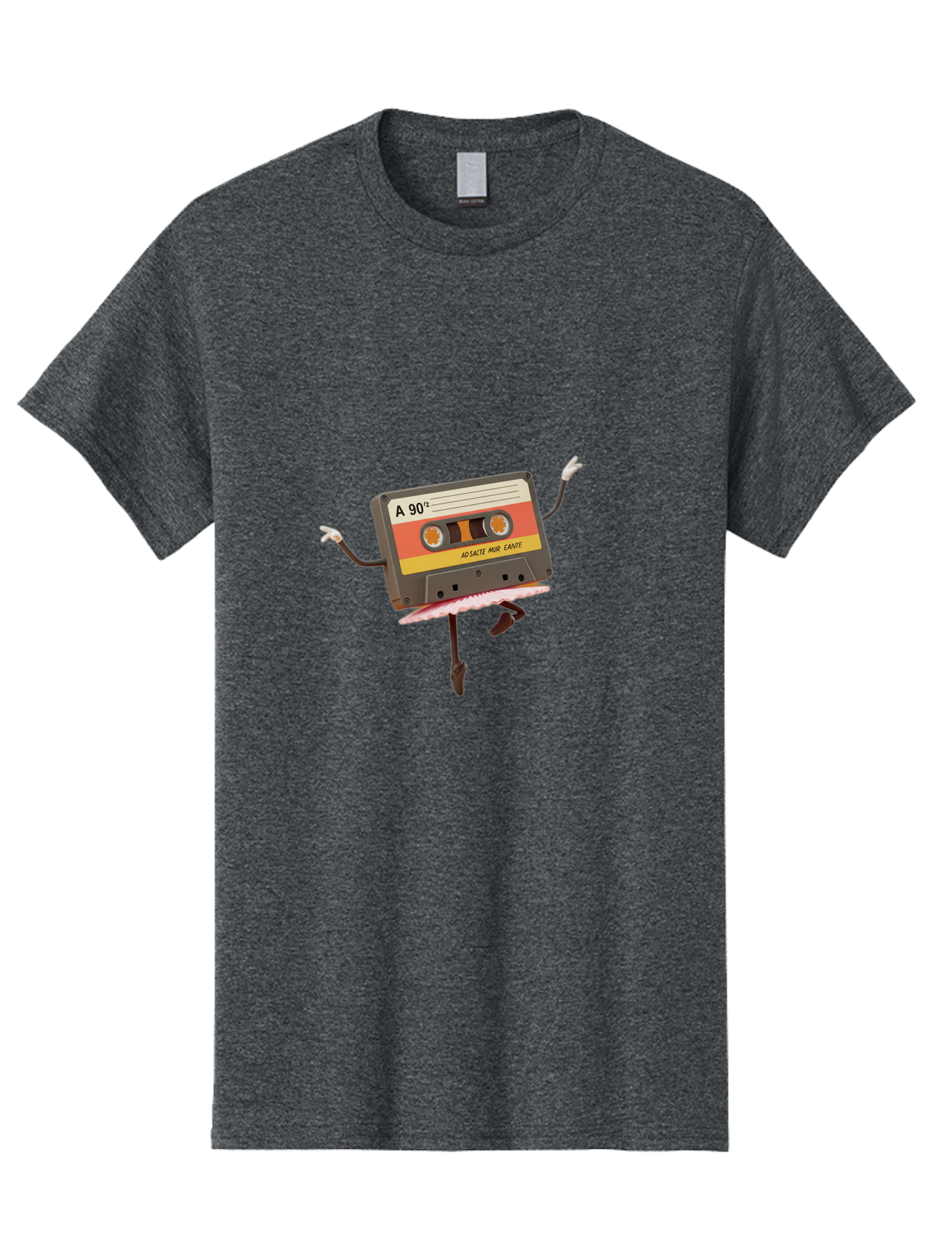 A-90Deg Men'S Graphic Tee, 100% Cotton, Comfortable Casual Summer Wear, Machine Washable, Retro Cassette Tape, Mixtape Artwork, Cassette With Arms And Legs, 90S Music Nostalgia, Mixtape Culture, Vintage Audio, Music Memorabilia, Baa123 23
