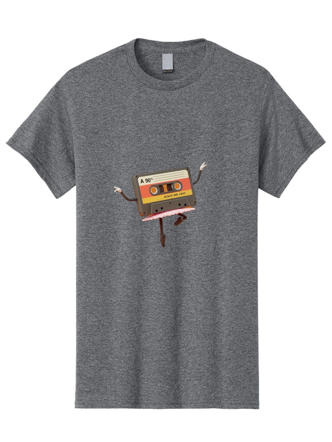 A-90Deg Men'S Graphic Tee, 100% Cotton, Comfortable Casual Summer Wear, Machine Washable, Retro Cassette Tape, Mixtape Artwork, Cassette With Arms And Legs, 90S Music Nostalgia, Mixtape Culture, Vintage Audio, Music Memorabilia, Baa123 9