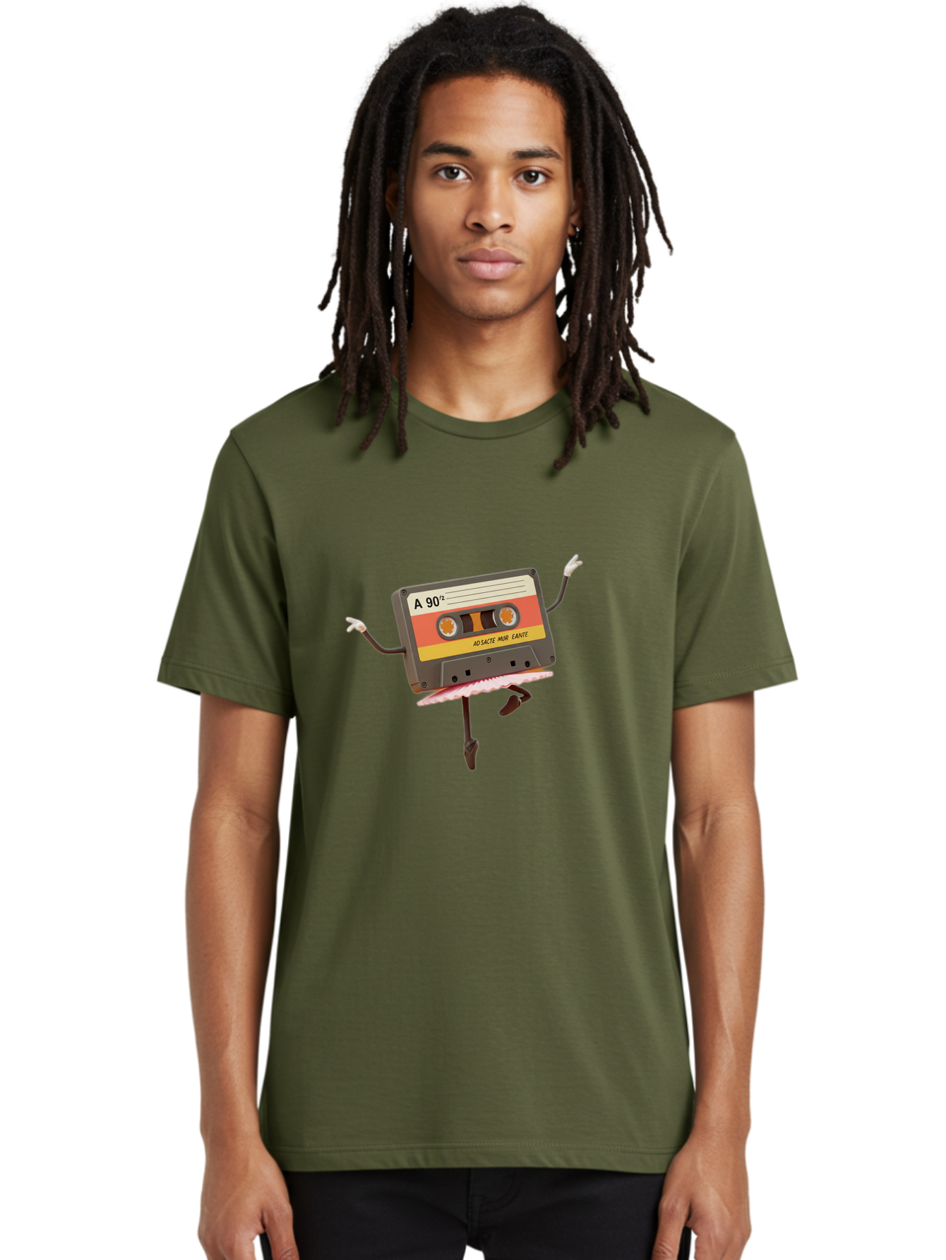 A-90Deg Men'S Graphic Tee, 100% Cotton, Comfortable Casual Summer Wear, Machine Washable, Retro Cassette Tape, Mixtape Artwork, Cassette With Arms And Legs, 90S Music Nostalgia, Mixtape Culture, Vintage Audio, Music Memorabilia, Baa123 16