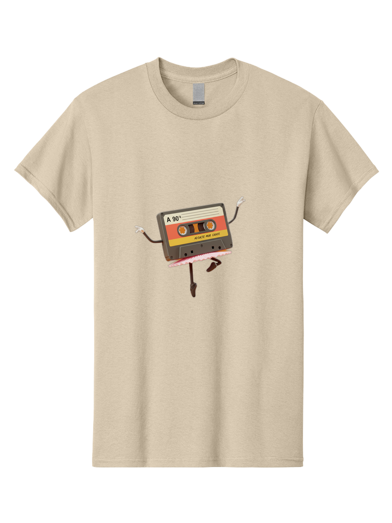 A-90Deg Men'S Graphic Tee, 100% Cotton, Comfortable Casual Summer Wear, Machine Washable, Retro Cassette Tape, Mixtape Artwork, Cassette With Arms And Legs, 90S Music Nostalgia, Mixtape Culture, Vintage Audio, Music Memorabilia, Baa123 25