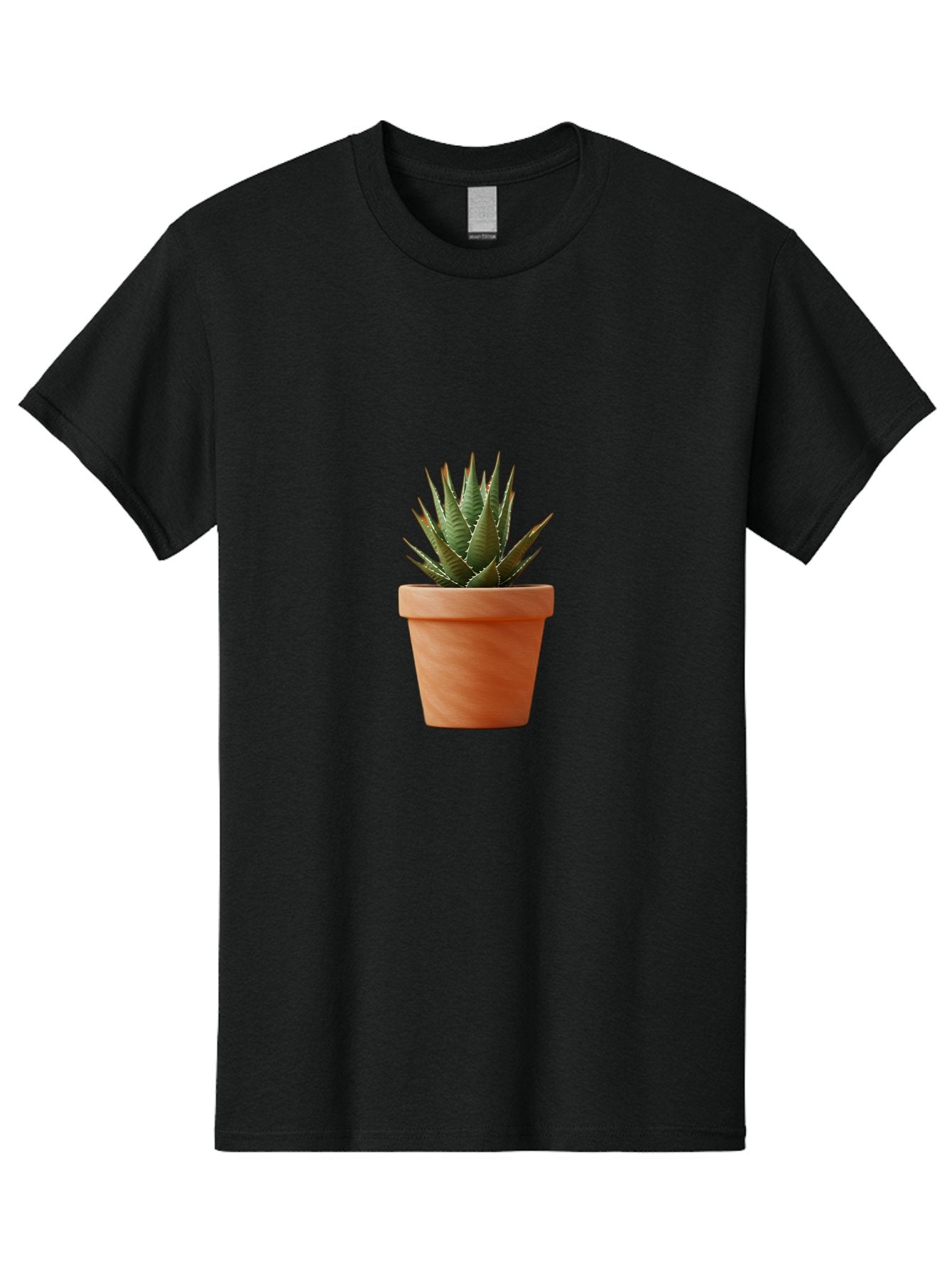 Agave-In-Terracotta-Pot Men'S Graphic Tee, 100% Cotton, Comfortable Casual Summer Wear, Machine Washable, Aloe Vera In Terracotta Pot, Succulent Plant, Indoor Decor, Minimalist Design, Low Maintenance, Green Leaves, Spiky Texture, Home Decor Baa124