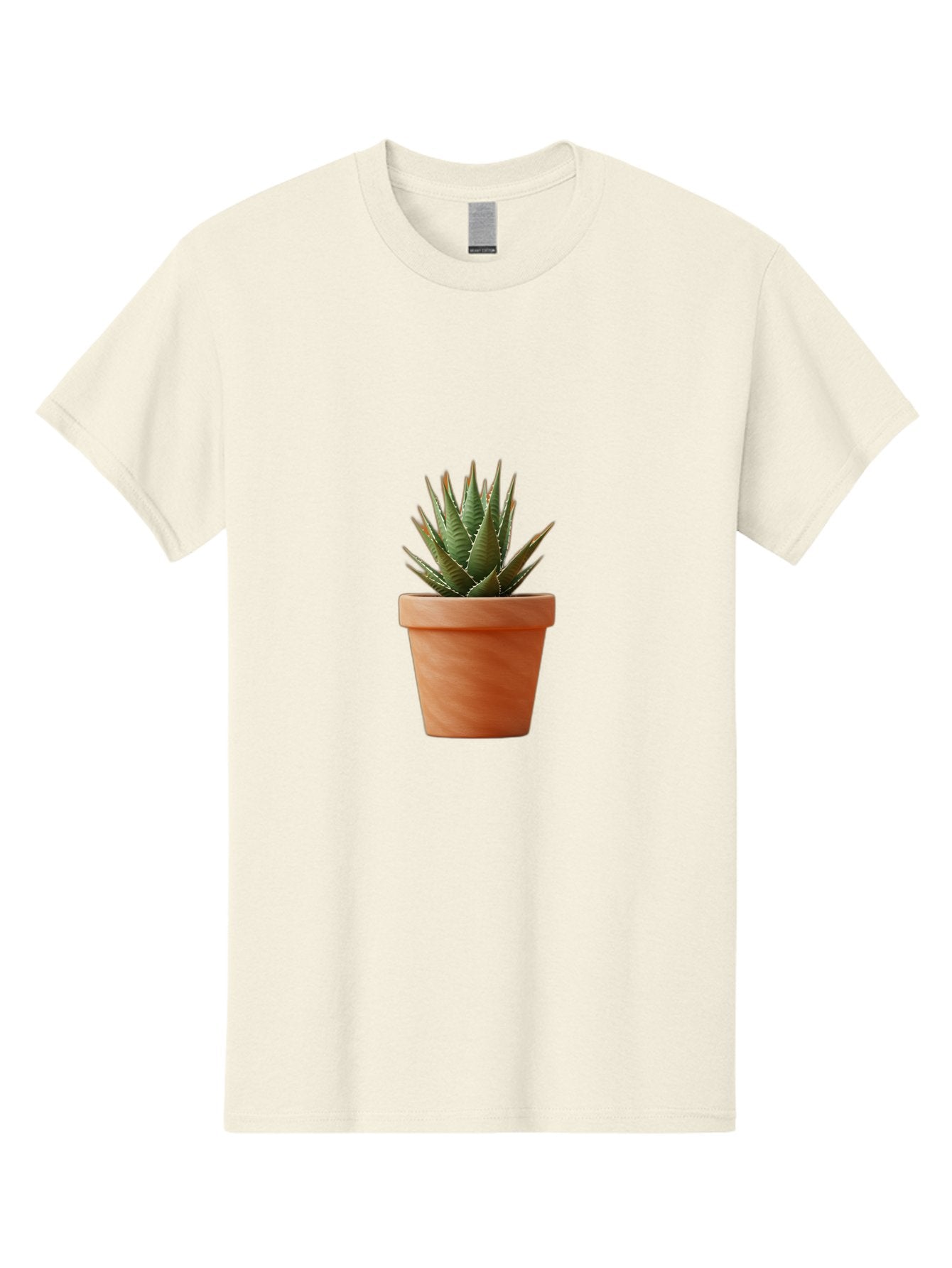 Agave-In-Terracotta-Pot Men'S Graphic Tee, 100% Cotton, Comfortable Casual Summer Wear, Machine Washable, Aloe Vera In Terracotta Pot, Succulent Plant, Indoor Decor, Minimalist Design, Low Maintenance, Green Leaves, Spiky Texture, Home Decor Baa124 5