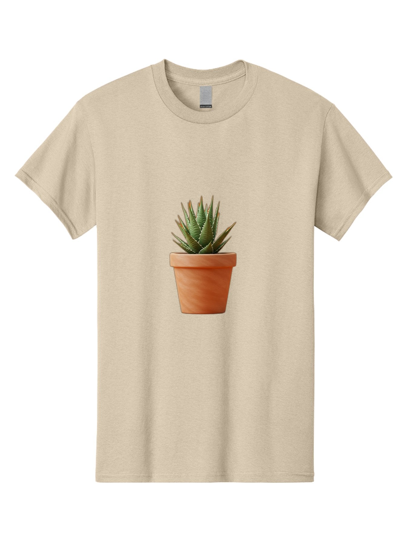 Agave-In-Terracotta-Pot Men'S Graphic Tee, 100% Cotton, Comfortable Casual Summer Wear, Machine Washable, Aloe Vera In Terracotta Pot, Succulent Plant, Indoor Decor, Minimalist Design, Low Maintenance, Green Leaves, Spiky Texture, Home Decor Baa124
