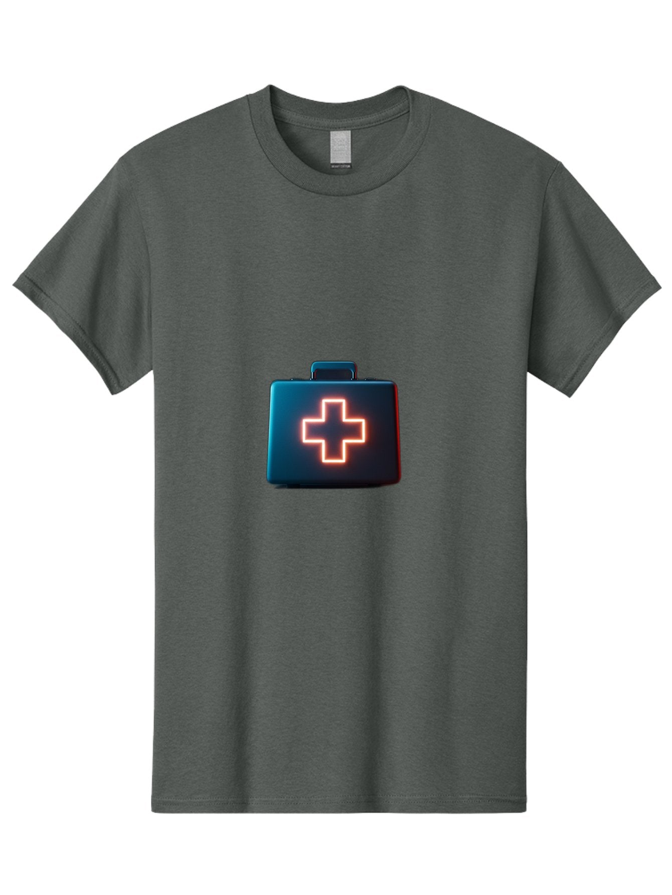 Aid-Kit Men'S Graphic Tee, 100% Cotton, Comfortable Casual Summer Wear, Machine Washable, Medical Kit, First Aid Box, Health Care, Emergency Response, Medical Cross, Neon Sign, 3D Rendering Baa126 5