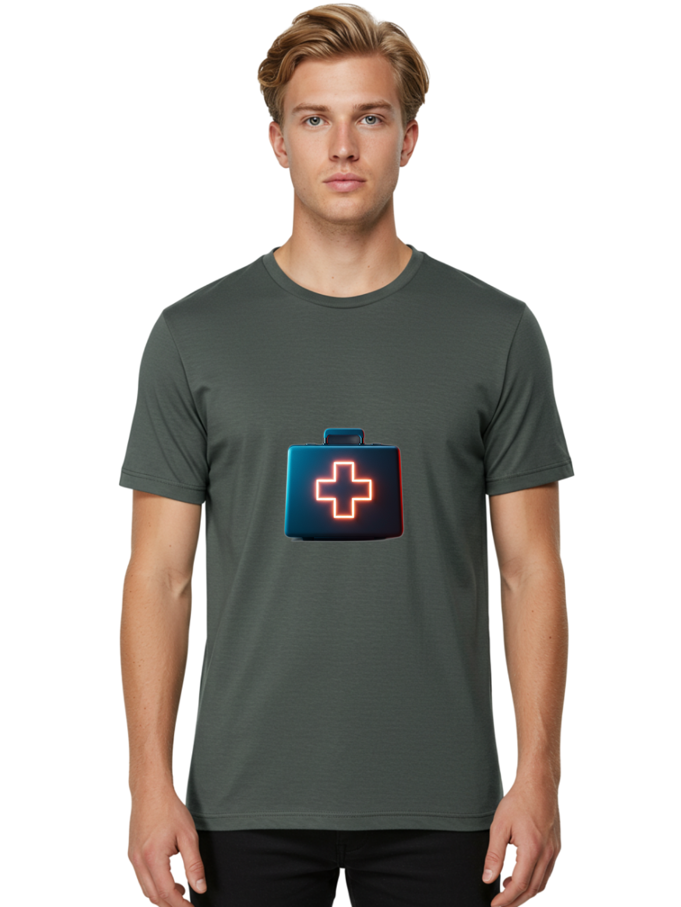 Aid-Kit Men'S Graphic Tee, 100% Cotton, Comfortable Casual Summer Wear, Machine Washable, Medical Kit, First Aid Box, Health Care, Emergency Response, Medical Cross, Neon Sign, 3D Rendering Baa126 16