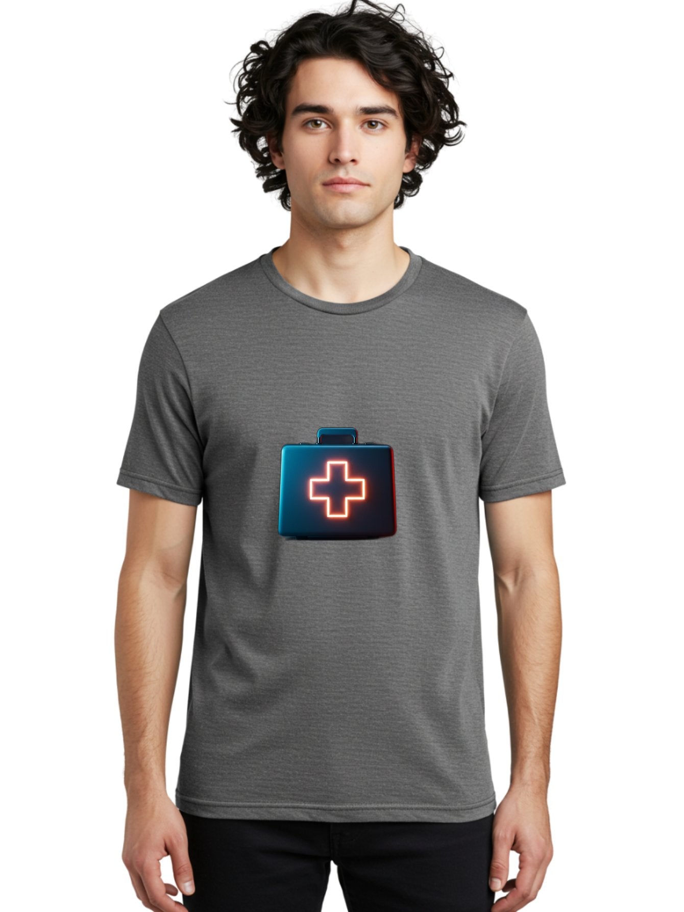 Aid-Kit Men'S Graphic Tee, 100% Cotton, Comfortable Casual Summer Wear, Machine Washable, Medical Kit, First Aid Box, Health Care, Emergency Response, Medical Cross, Neon Sign, 3D Rendering Baa126 17