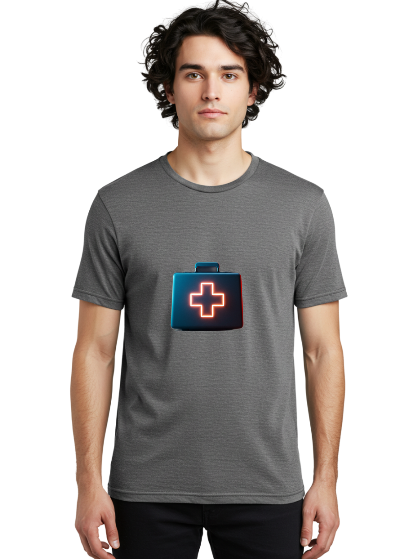 Aid-Kit Men'S Graphic Tee, 100% Cotton, Comfortable Casual Summer Wear, Machine Washable, Medical Kit, First Aid Box, Health Care, Emergency Response, Medical Cross, Neon Sign, 3D Rendering Baa126 28