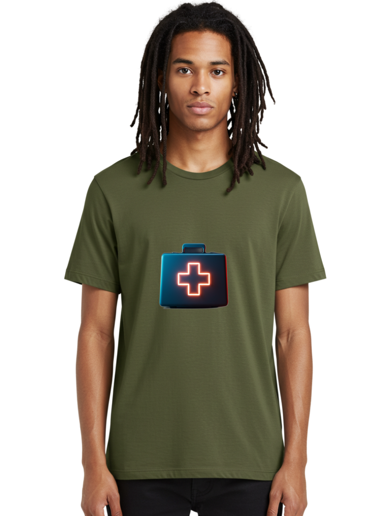 Aid-Kit Men'S Graphic Tee, 100% Cotton, Comfortable Casual Summer Wear, Machine Washable, Medical Kit, First Aid Box, Health Care, Emergency Response, Medical Cross, Neon Sign, 3D Rendering Baa126 22