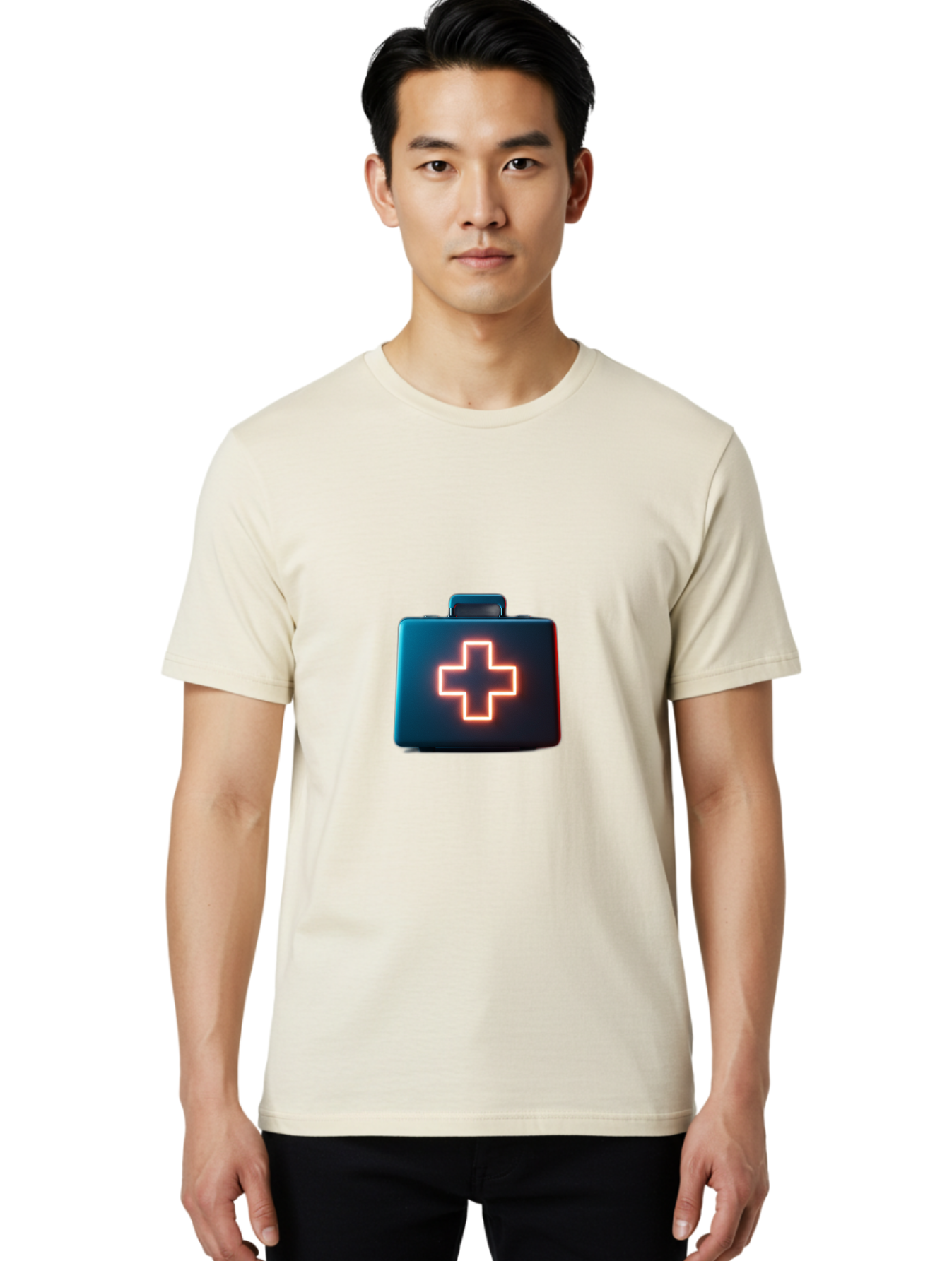 Aid-Kit Men'S Graphic Tee, 100% Cotton, Comfortable Casual Summer Wear, Machine Washable, Medical Kit, First Aid Box, Health Care, Emergency Response, Medical Cross, Neon Sign, 3D Rendering Baa126 10