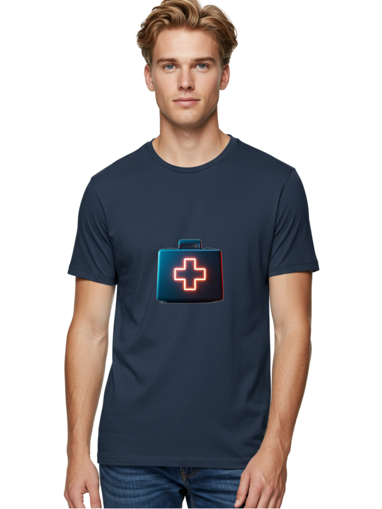 Aid-Kit Men'S Graphic Tee, 100% Cotton, Comfortable Casual Summer Wear, Machine Washable, Medical Kit, First Aid Box, Health Care, Emergency Response, Medical Cross, Neon Sign, 3D Rendering Baa126 18