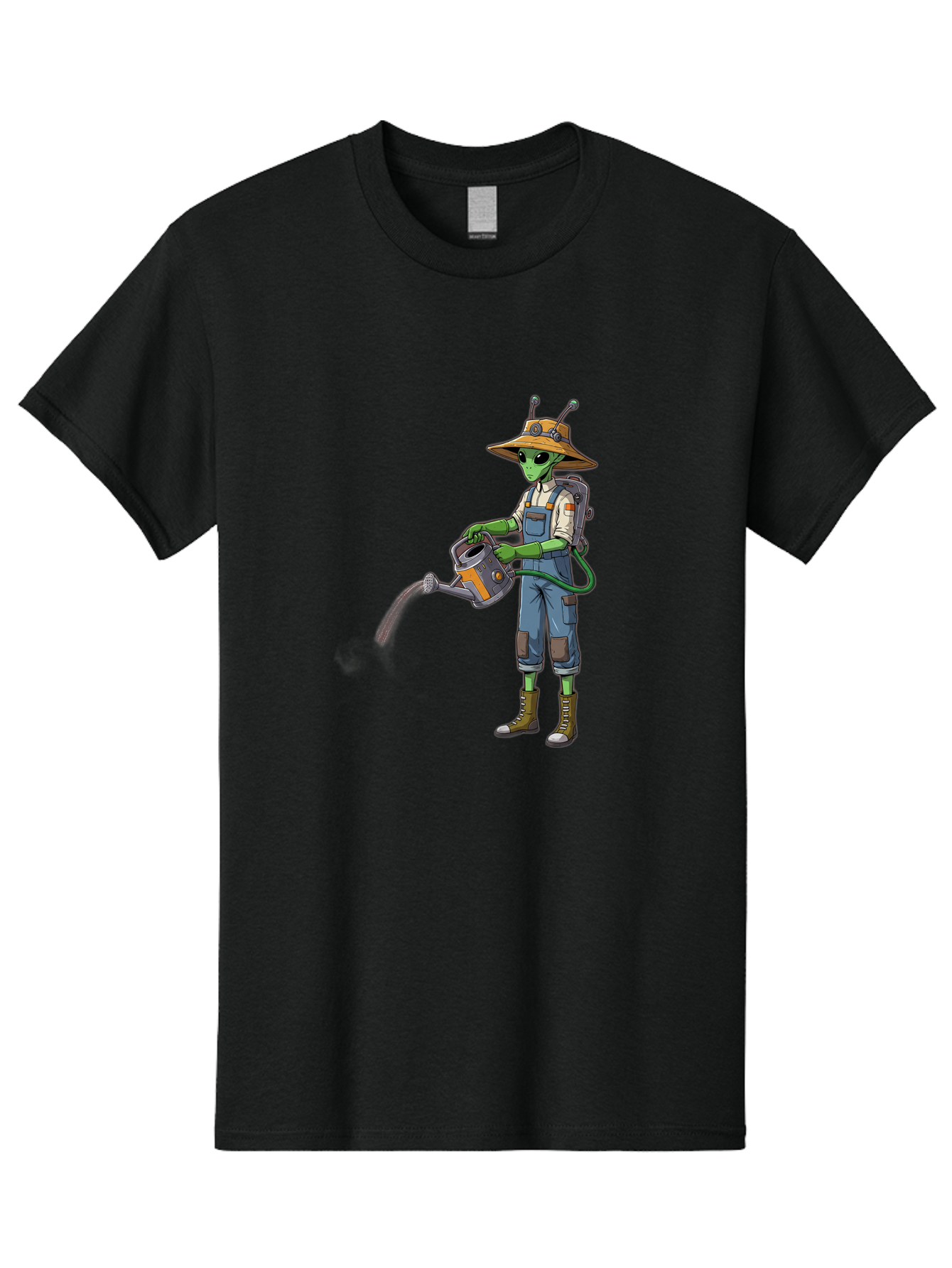 Alien-Gardener Men'S Graphic Tee, 100% Cotton, Comfortable Casual Summer Wear, Machine Washable, Alien Gardener, Watering Can, Gardening Tools, Green Skin, Futuristic Gardening, Cartoon Character, Science Fiction, Gardening Gloves, Overalls, Baa127 10