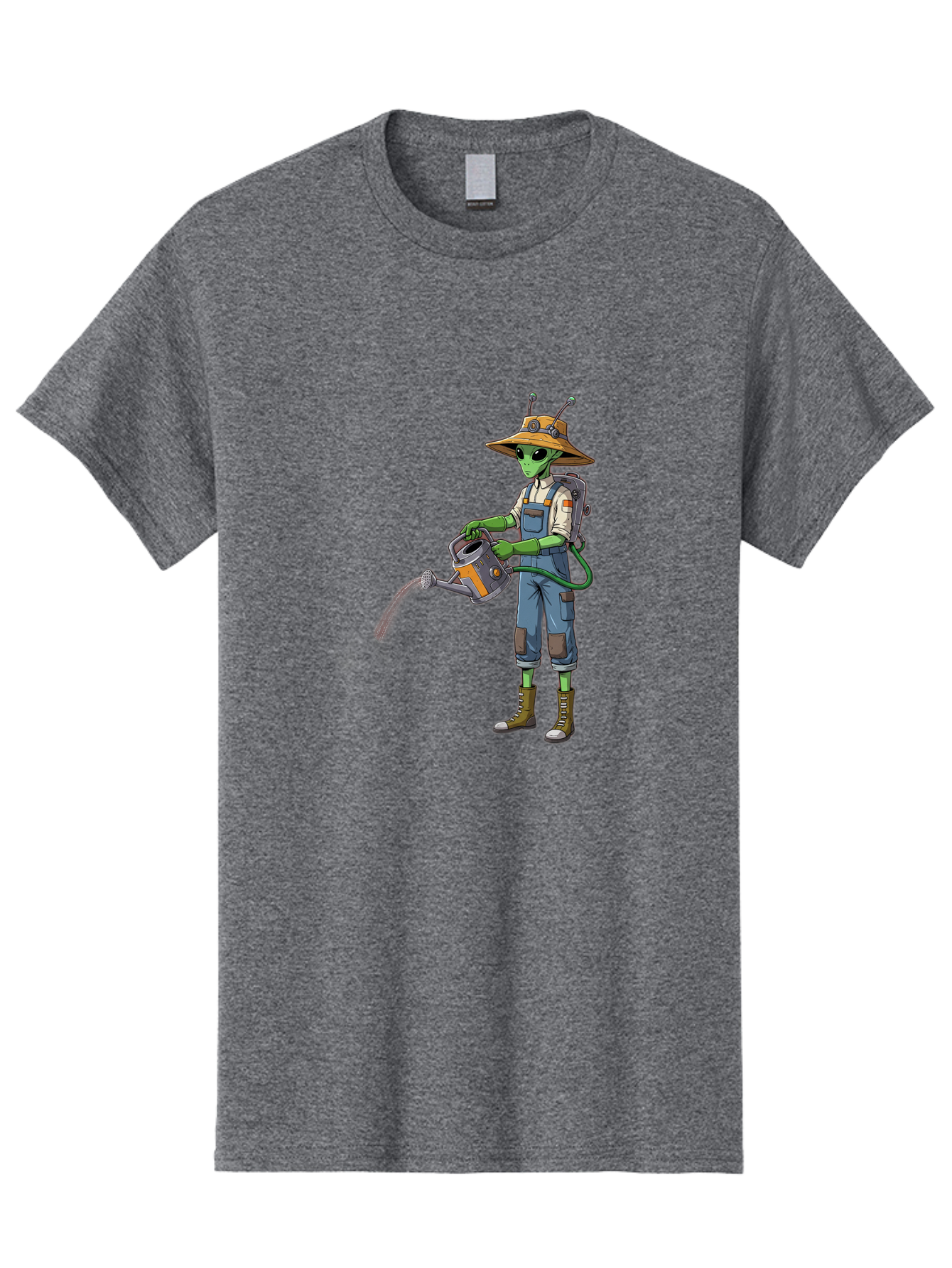 Alien-Gardener Men'S Graphic Tee, 100% Cotton, Comfortable Casual Summer Wear, Machine Washable, Alien Gardener, Watering Can, Gardening Tools, Green Skin, Futuristic Gardening, Cartoon Character, Science Fiction, Gardening Gloves, Overalls, Baa127 14