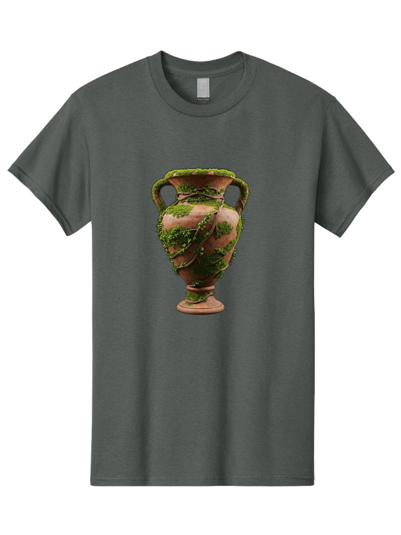 Amphora Men'S Graphic Tee, 100% Cotton, Comfortable Casual Summer Wear, Machine Washable, Moss And Vines, Terracotta Vase, Greenery, Rustic Charm, Natural Decor, Earthy Tones, Botanical Elements, Vintage Pottery, Eclectic Style Baa128 15
