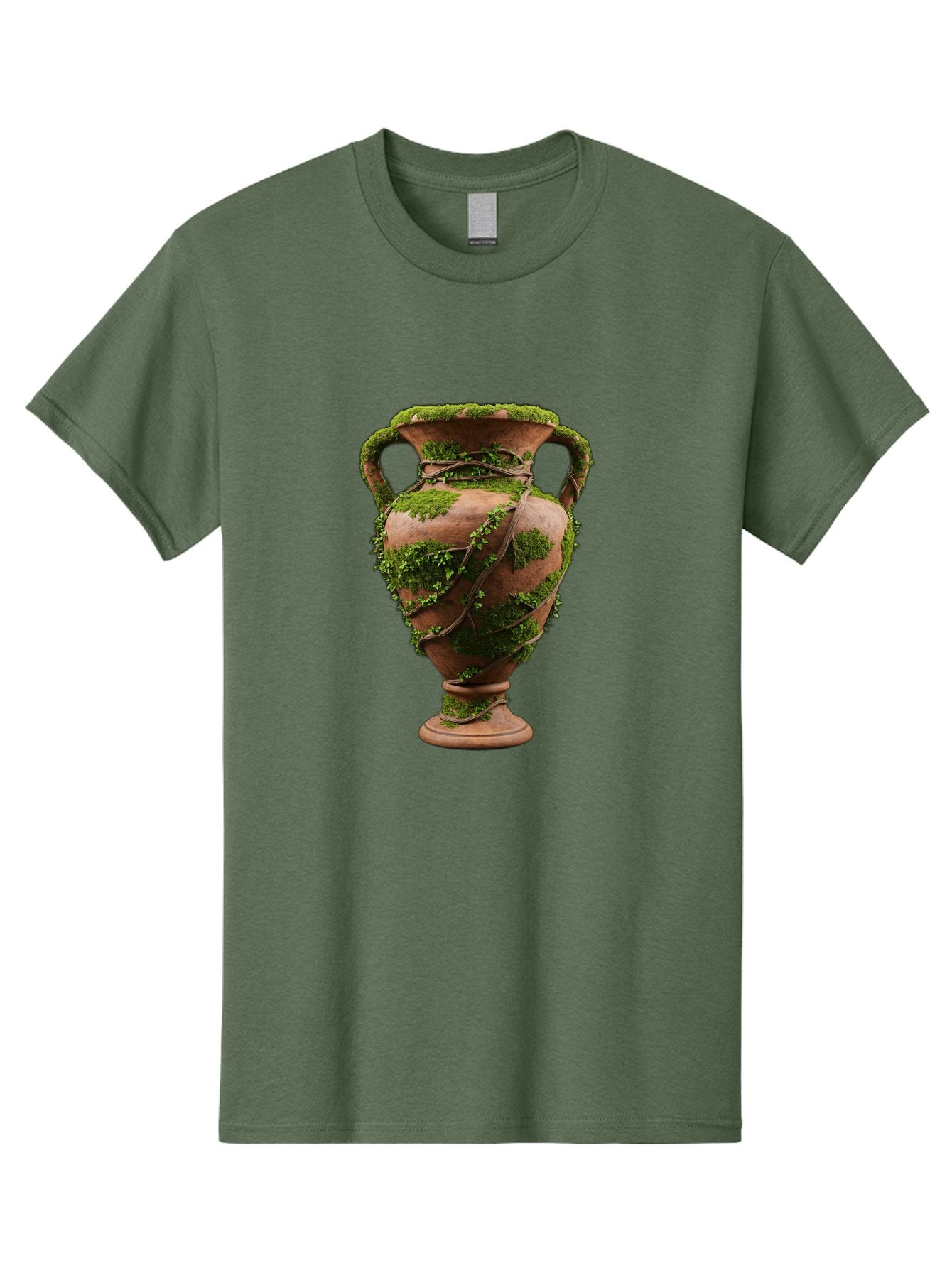 Amphora Men'S Graphic Tee, 100% Cotton, Comfortable Casual Summer Wear, Machine Washable, Moss And Vines, Terracotta Vase, Greenery, Rustic Charm, Natural Decor, Earthy Tones, Botanical Elements, Vintage Pottery, Eclectic Style Baa128 7