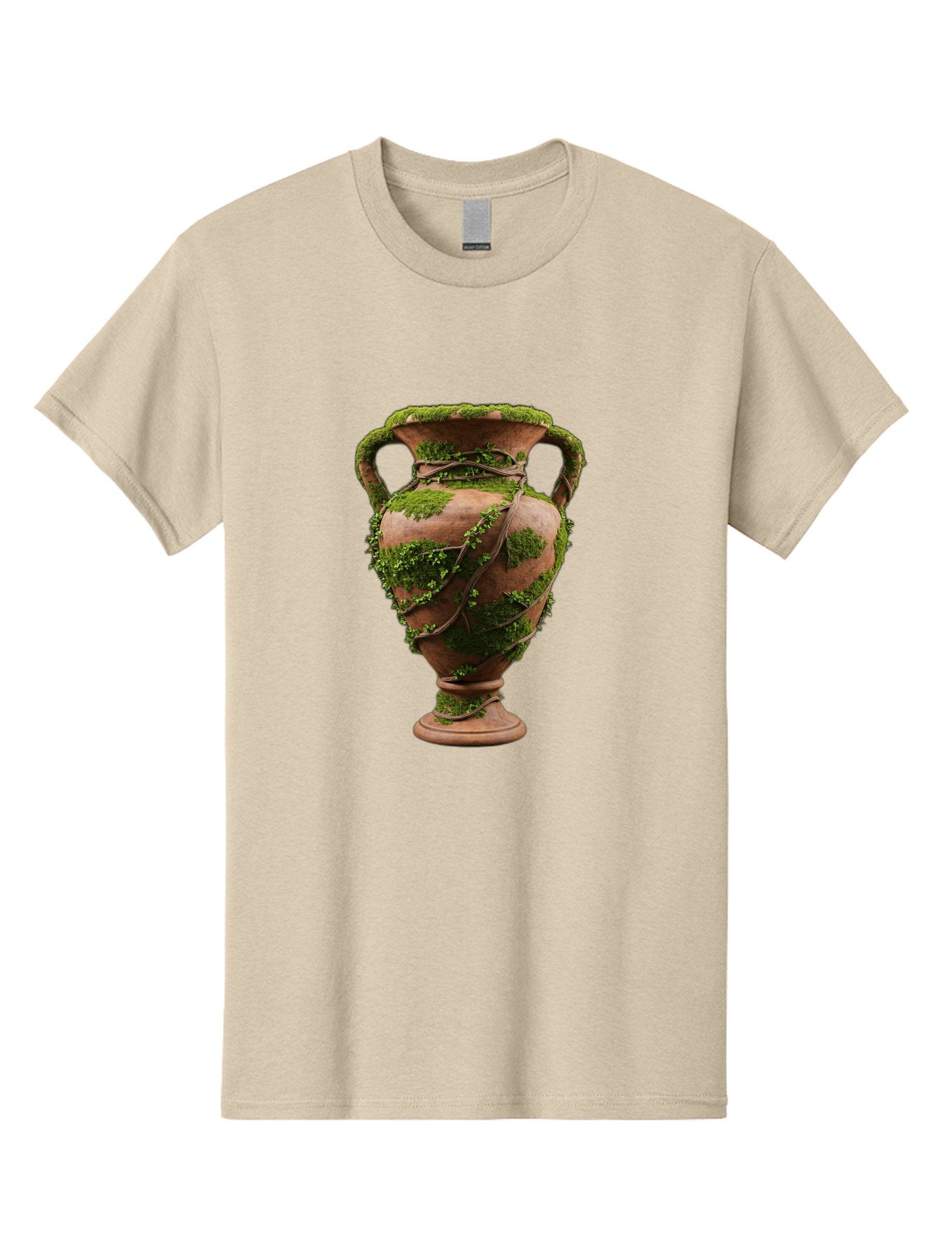 Amphora Men'S Graphic Tee, 100% Cotton, Comfortable Casual Summer Wear, Machine Washable, Moss And Vines, Terracotta Vase, Greenery, Rustic Charm, Natural Decor, Earthy Tones, Botanical Elements, Vintage Pottery, Eclectic Style Baa128