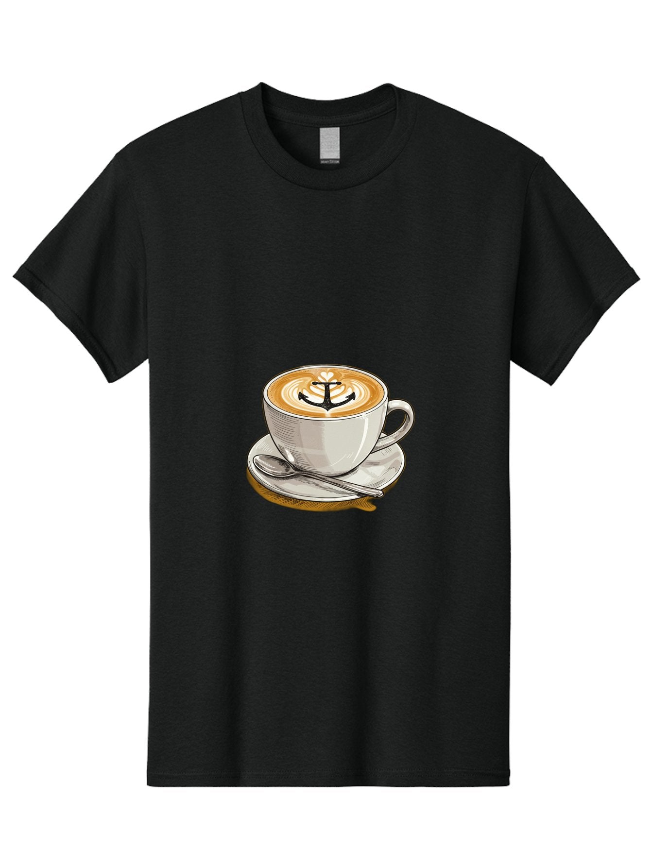 Anchor-Coffee Men'S Graphic Tee, 100% Cotton, Comfortable Casual Summer Wear, Machine Washable, Latte Art, Coffee Cup, Coffee Design, Anchor Symbol, Coffee Culture, Artistic Coffee, Coffee Drink, Saucer And Spoon, Coffee Art Baa129 11