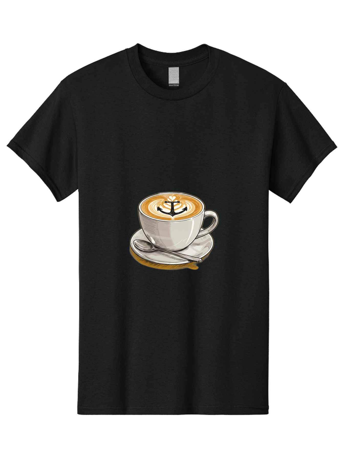 Anchor-Coffee Men'S Graphic Tee, 100% Cotton, Comfortable Casual Summer Wear, Machine Washable, Latte Art, Coffee Cup, Coffee Design, Anchor Symbol, Coffee Culture, Artistic Coffee, Coffee Drink, Saucer And Spoon, Coffee Art Baa129 7