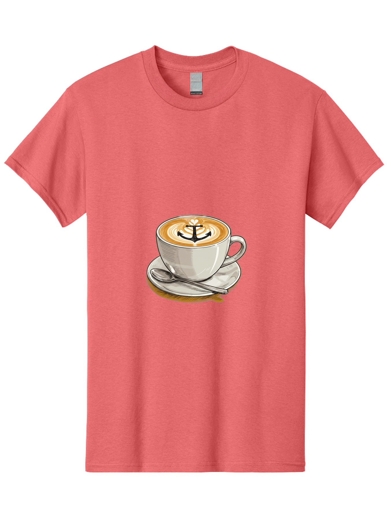 Anchor-Coffee Men'S Graphic Tee, 100% Cotton, Comfortable Casual Summer Wear, Machine Washable, Latte Art, Coffee Cup, Coffee Design, Anchor Symbol, Coffee Culture, Artistic Coffee, Coffee Drink, Saucer And Spoon, Coffee Art Baa129 17