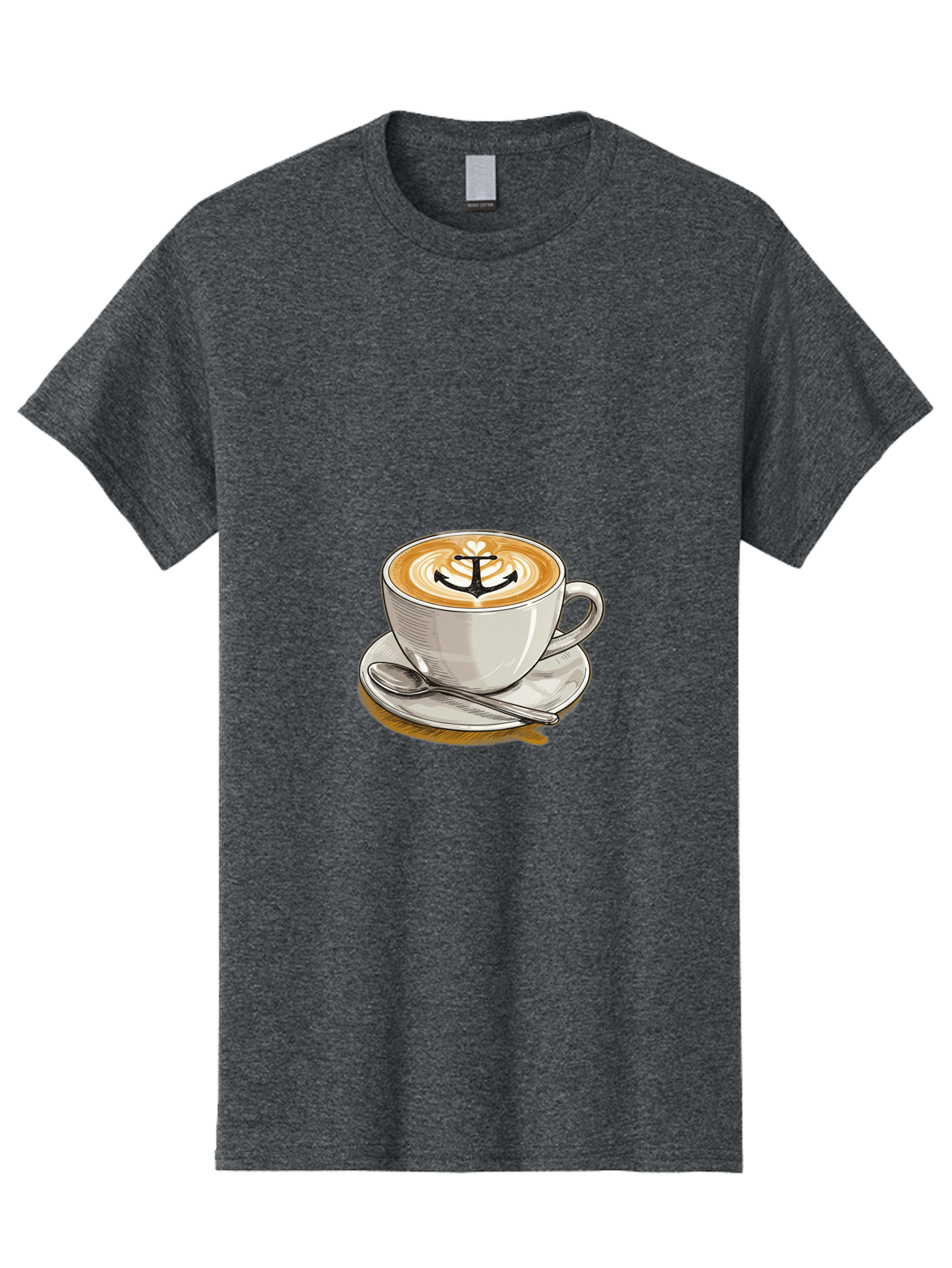 Anchor-Coffee Men'S Graphic Tee, 100% Cotton, Comfortable Casual Summer Wear, Machine Washable, Latte Art, Coffee Cup, Coffee Design, Anchor Symbol, Coffee Culture, Artistic Coffee, Coffee Drink, Saucer And Spoon, Coffee Art Baa129 13
