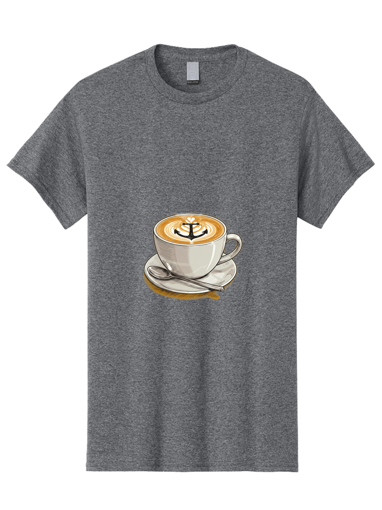 Anchor-Coffee Men'S Graphic Tee, 100% Cotton, Comfortable Casual Summer Wear, Machine Washable, Latte Art, Coffee Cup, Coffee Design, Anchor Symbol, Coffee Culture, Artistic Coffee, Coffee Drink, Saucer And Spoon, Coffee Art Baa129 19