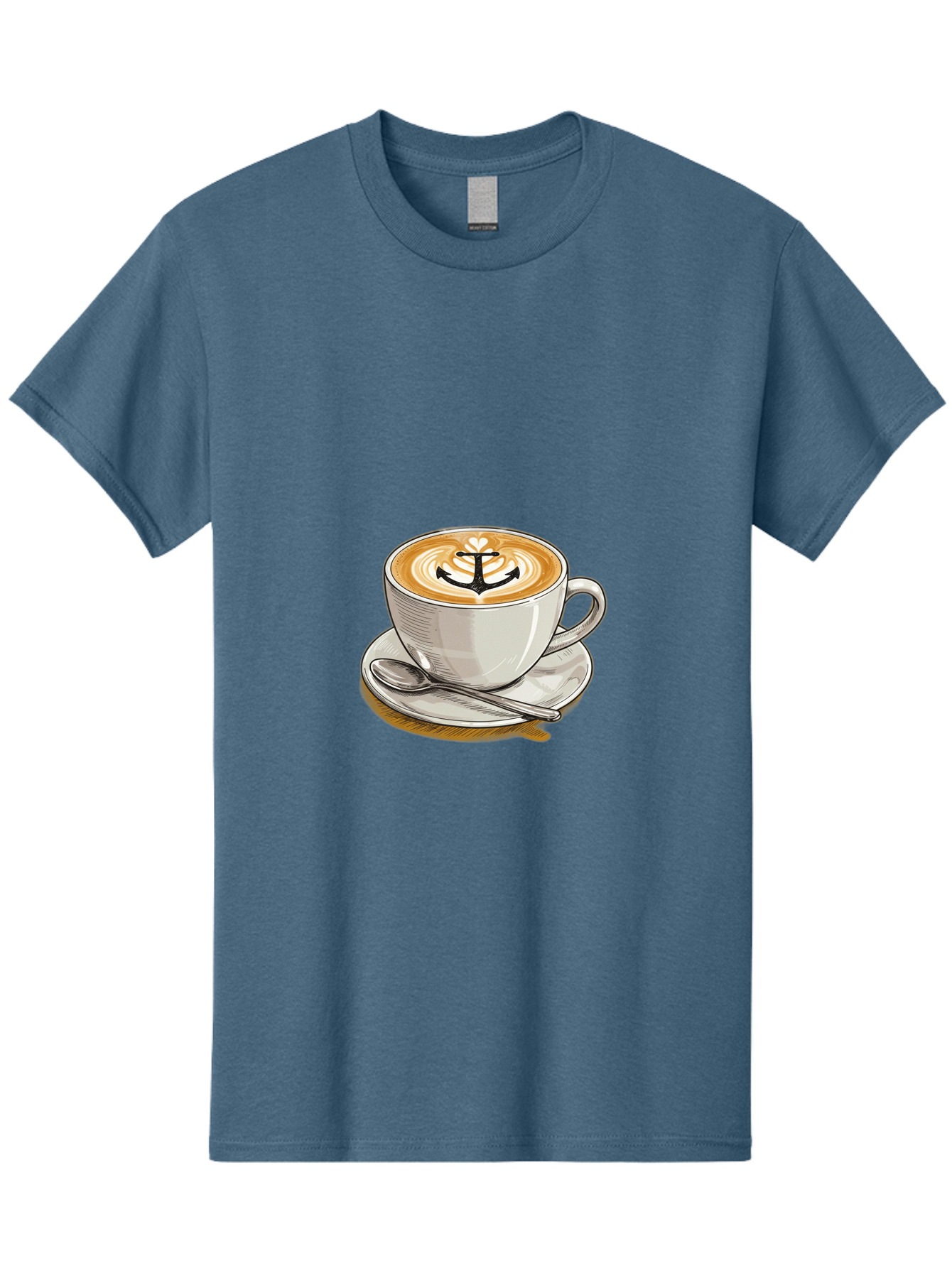 Anchor-Coffee Men'S Graphic Tee, 100% Cotton, Comfortable Casual Summer Wear, Machine Washable, Latte Art, Coffee Cup, Coffee Design, Anchor Symbol, Coffee Culture, Artistic Coffee, Coffee Drink, Saucer And Spoon, Coffee Art Baa129 21