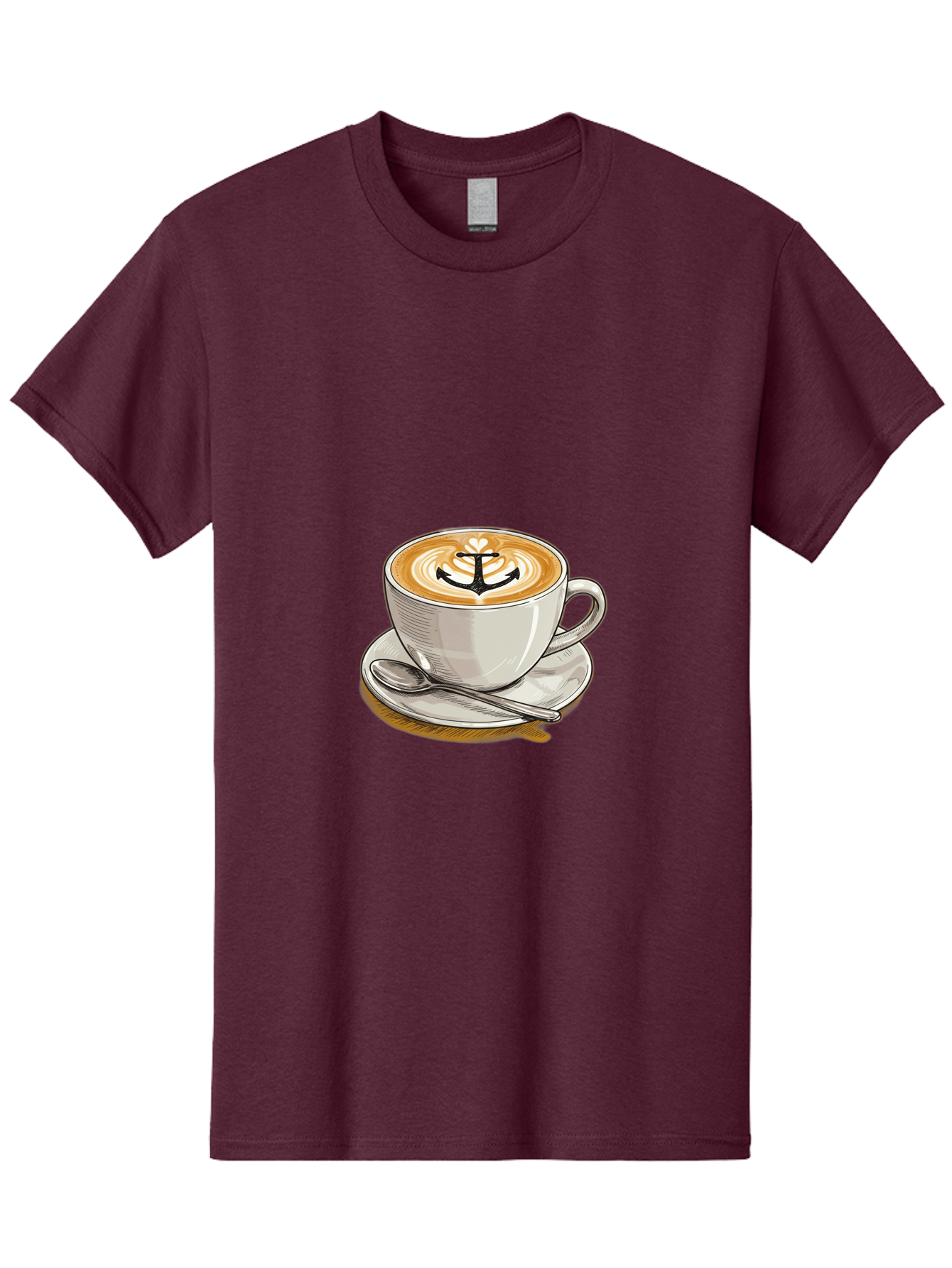 Anchor-Coffee Men'S Graphic Tee, 100% Cotton, Comfortable Casual Summer Wear, Machine Washable, Latte Art, Coffee Cup, Coffee Design, Anchor Symbol, Coffee Culture, Artistic Coffee, Coffee Drink, Saucer And Spoon, Coffee Art Baa129 23