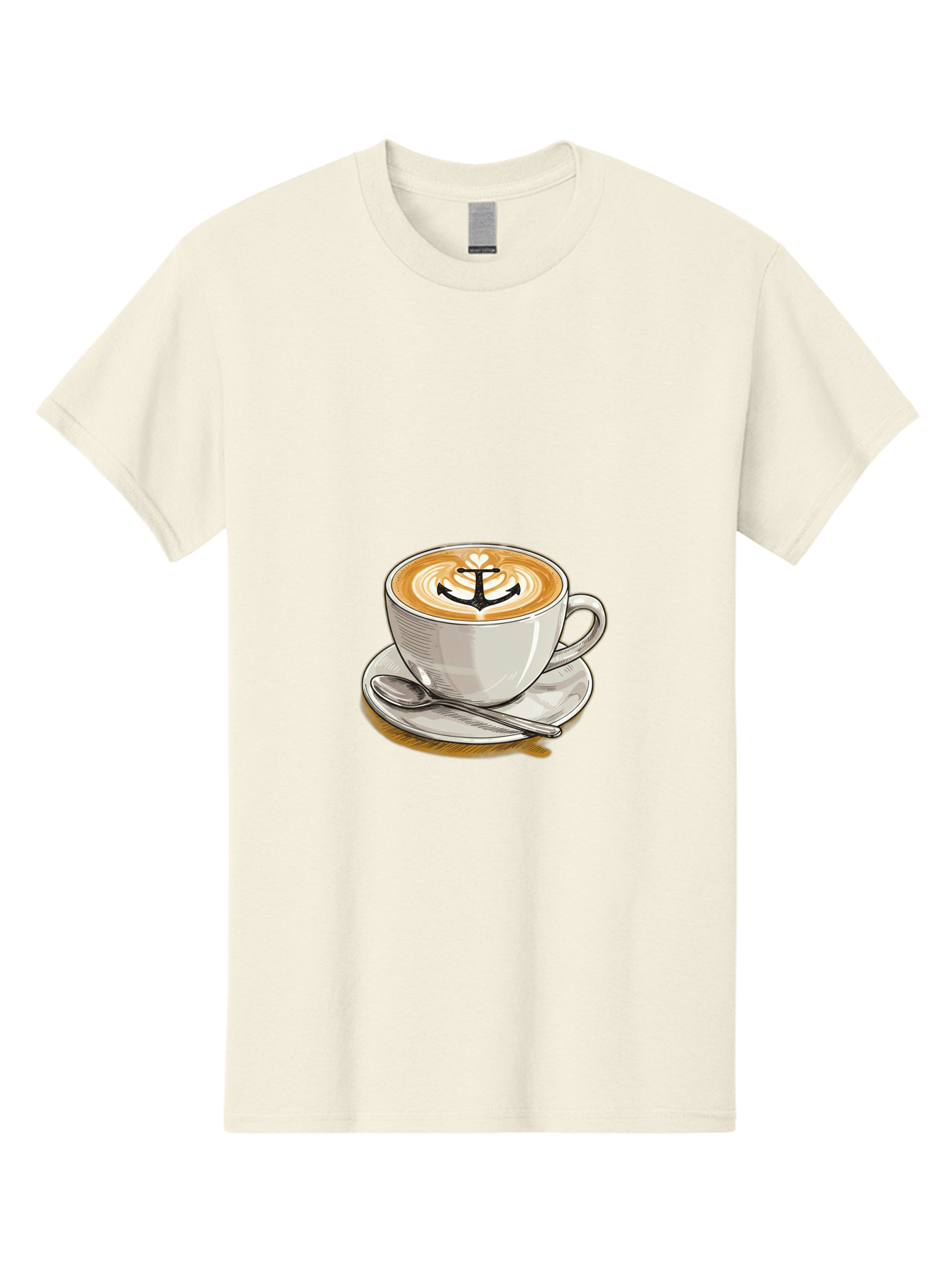 Anchor-Coffee Men'S Graphic Tee, 100% Cotton, Comfortable Casual Summer Wear, Machine Washable, Latte Art, Coffee Cup, Coffee Design, Anchor Symbol, Coffee Culture, Artistic Coffee, Coffee Drink, Saucer And Spoon, Coffee Art Baa129 25