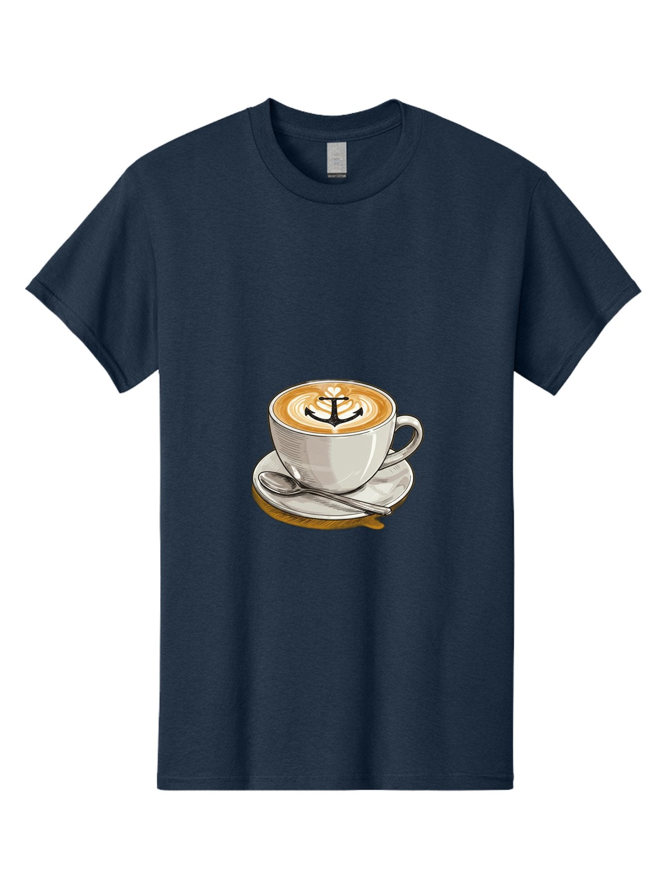 Anchor-Coffee Men'S Graphic Tee, 100% Cotton, Comfortable Casual Summer Wear, Machine Washable, Latte Art, Coffee Cup, Coffee Design, Anchor Symbol, Coffee Culture, Artistic Coffee, Coffee Drink, Saucer And Spoon, Coffee Art Baa129 12