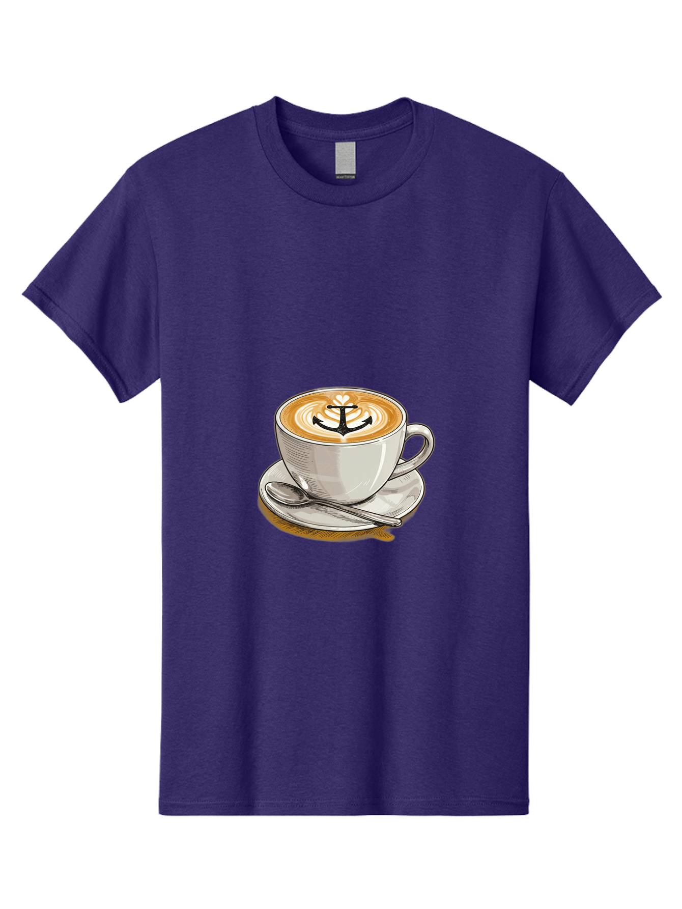 Anchor-Coffee Men'S Graphic Tee, 100% Cotton, Comfortable Casual Summer Wear, Machine Washable, Latte Art, Coffee Cup, Coffee Design, Anchor Symbol, Coffee Culture, Artistic Coffee, Coffee Drink, Saucer And Spoon, Coffee Art Baa129 9