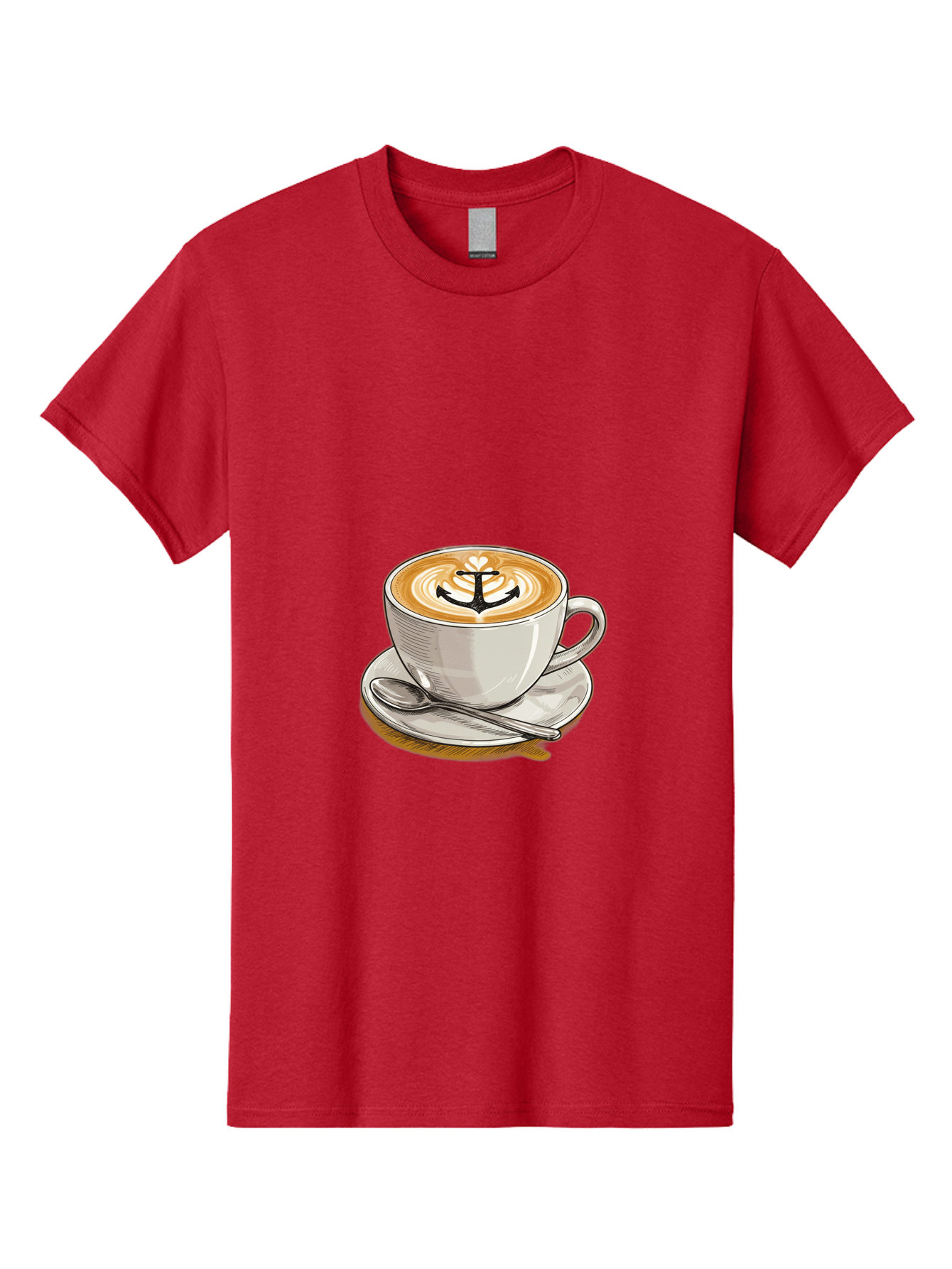 Anchor-Coffee Men'S Graphic Tee, 100% Cotton, Comfortable Casual Summer Wear, Machine Washable, Latte Art, Coffee Cup, Coffee Design, Anchor Symbol, Coffee Culture, Artistic Coffee, Coffee Drink, Saucer And Spoon, Coffee Art Baa129 27
