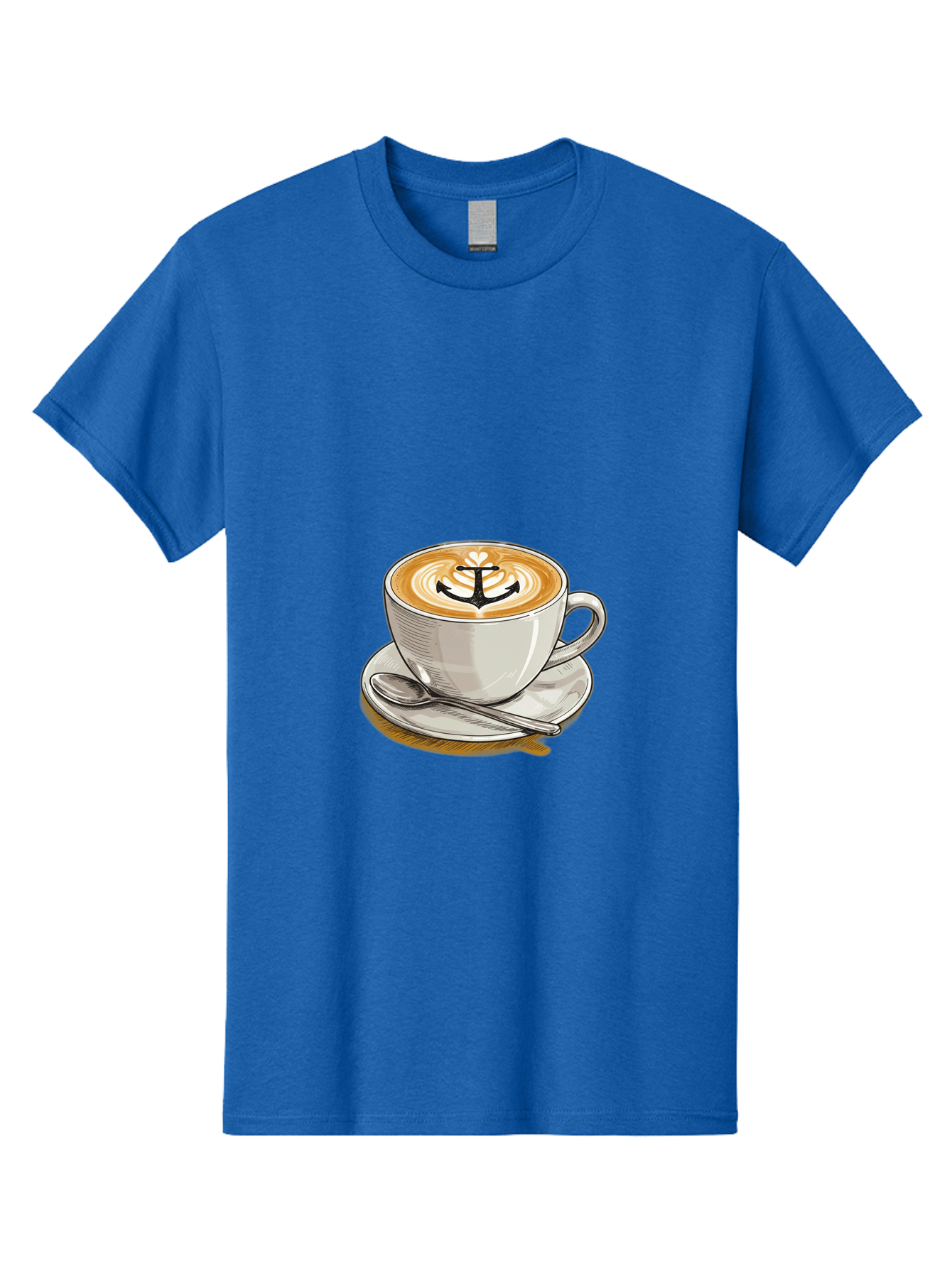 Anchor-Coffee Men'S Graphic Tee, 100% Cotton, Comfortable Casual Summer Wear, Machine Washable, Latte Art, Coffee Cup, Coffee Design, Anchor Symbol, Coffee Culture, Artistic Coffee, Coffee Drink, Saucer And Spoon, Coffee Art Baa129 11