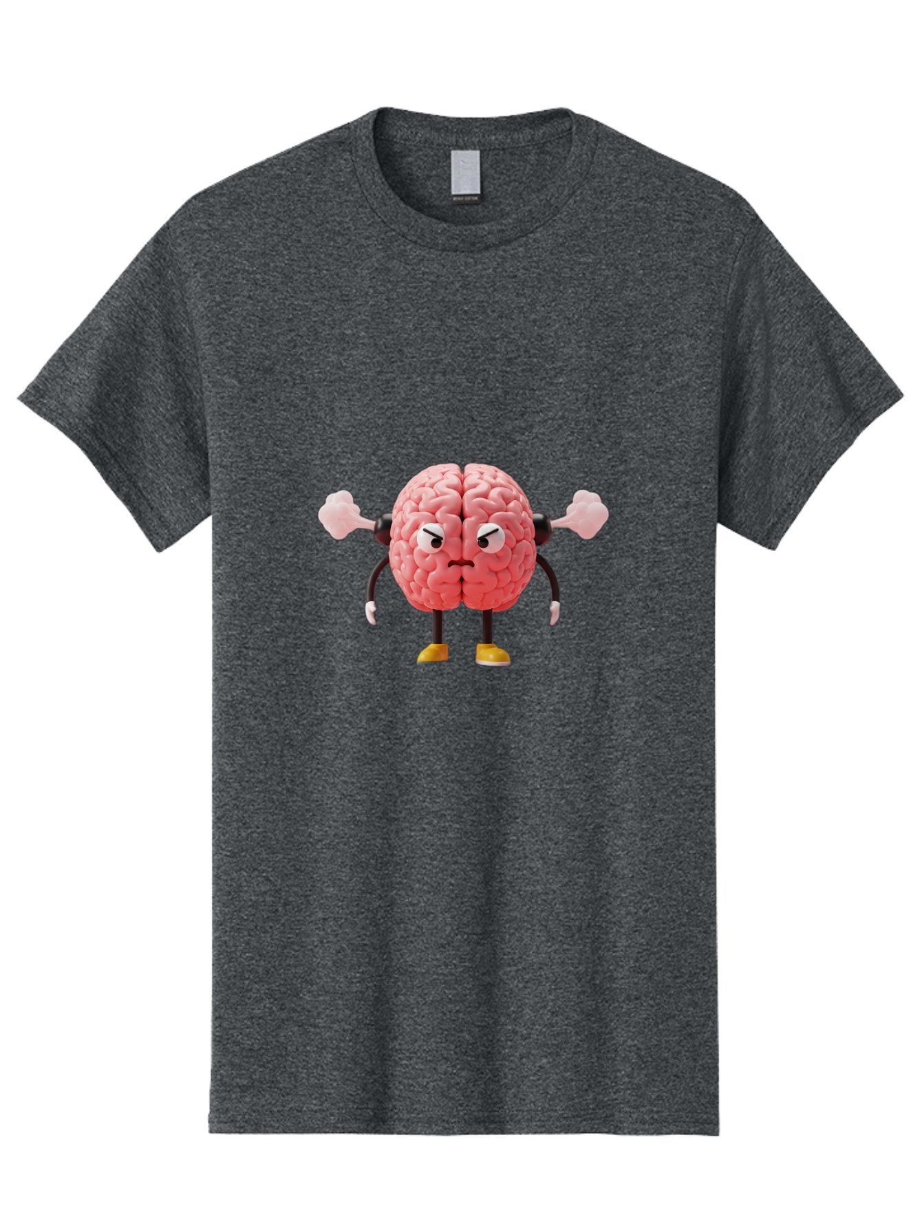Angry-Brain-1 Men'S Graphic Tee, 100% Cotton, Comfortable Casual Summer Wear, Machine Washable, Angry Brain Character, Flexing Arms, Strong Brain, Cartoon Brain, Humorous Illustration, Brain With Attitude, Funny Brain Character, Baa130 8