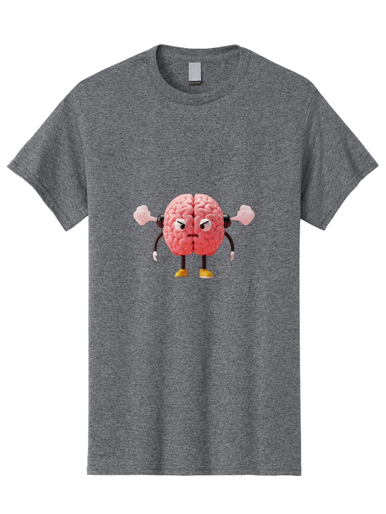 Angry-Brain-1 Men'S Graphic Tee, 100% Cotton, Comfortable Casual Summer Wear, Machine Washable, Angry Brain Character, Flexing Arms, Strong Brain, Cartoon Brain, Humorous Illustration, Brain With Attitude, Funny Brain Character, Baa130 9