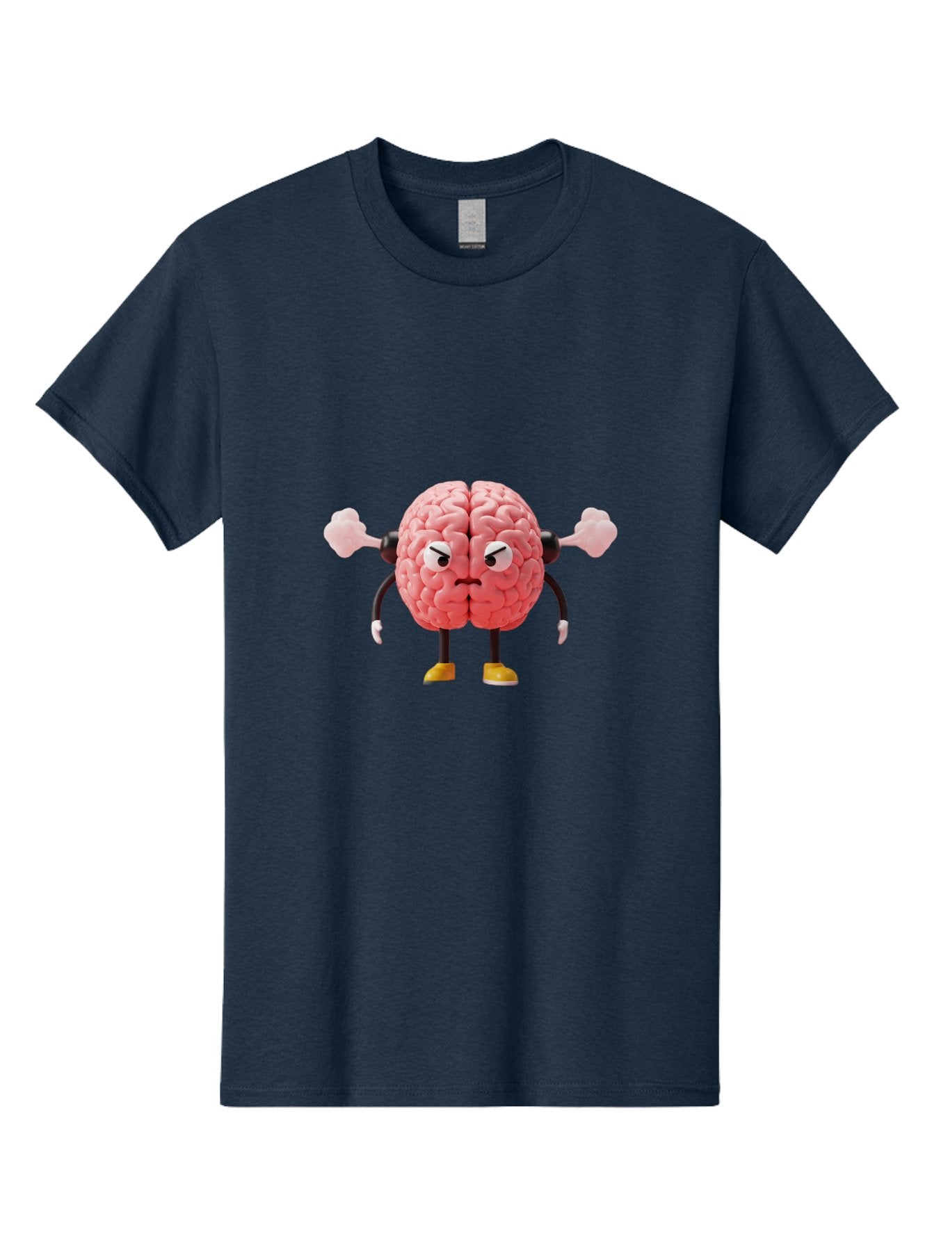 Angry-Brain-1 Men'S Graphic Tee, 100% Cotton, Comfortable Casual Summer Wear, Machine Washable, Angry Brain Character, Flexing Arms, Strong Brain, Cartoon Brain, Humorous Illustration, Brain With Attitude, Funny Brain Character, Baa130 6
